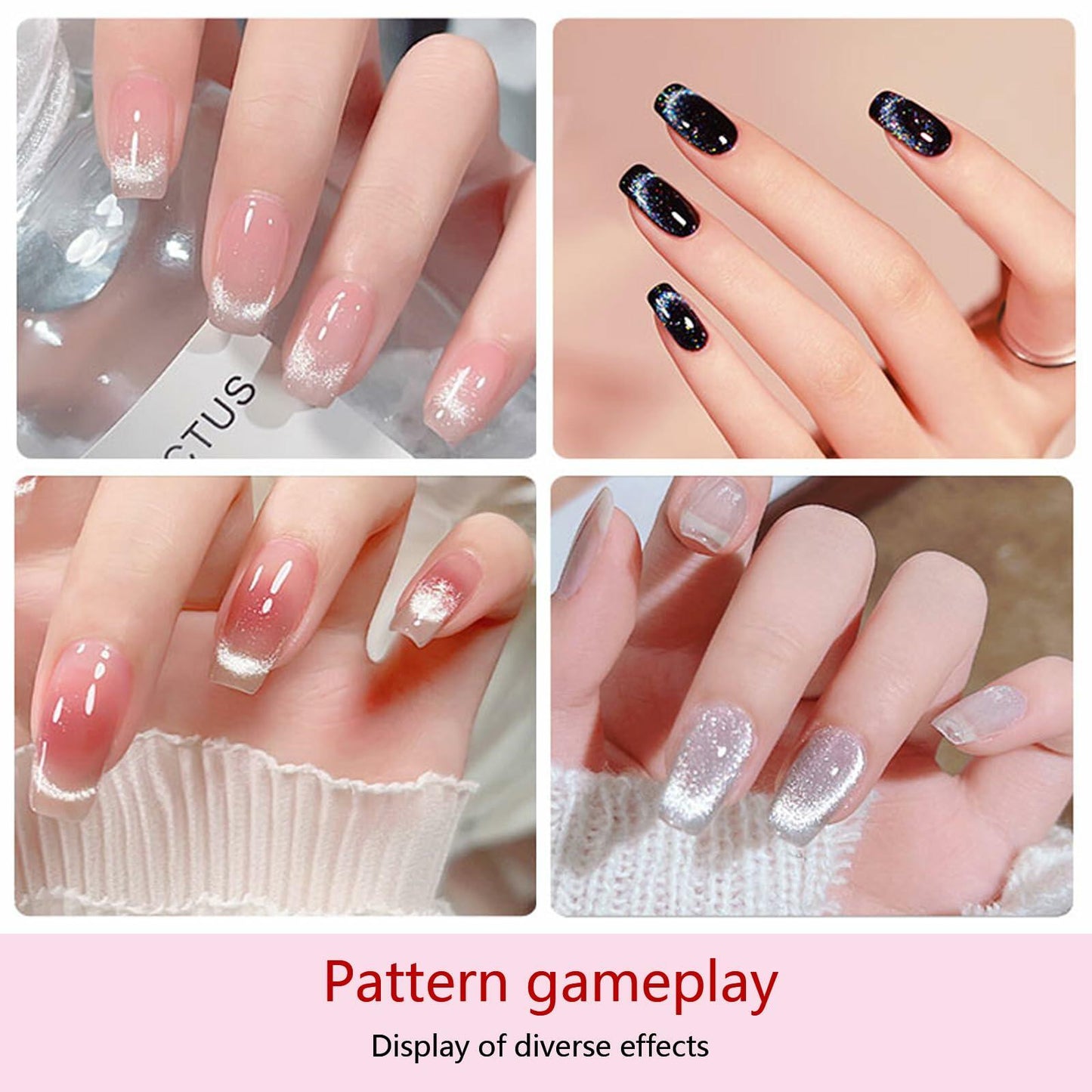 EVKILKJS 2PCS Cat Eye Magnet for Nails Silver Double-Head Nail Art Tool