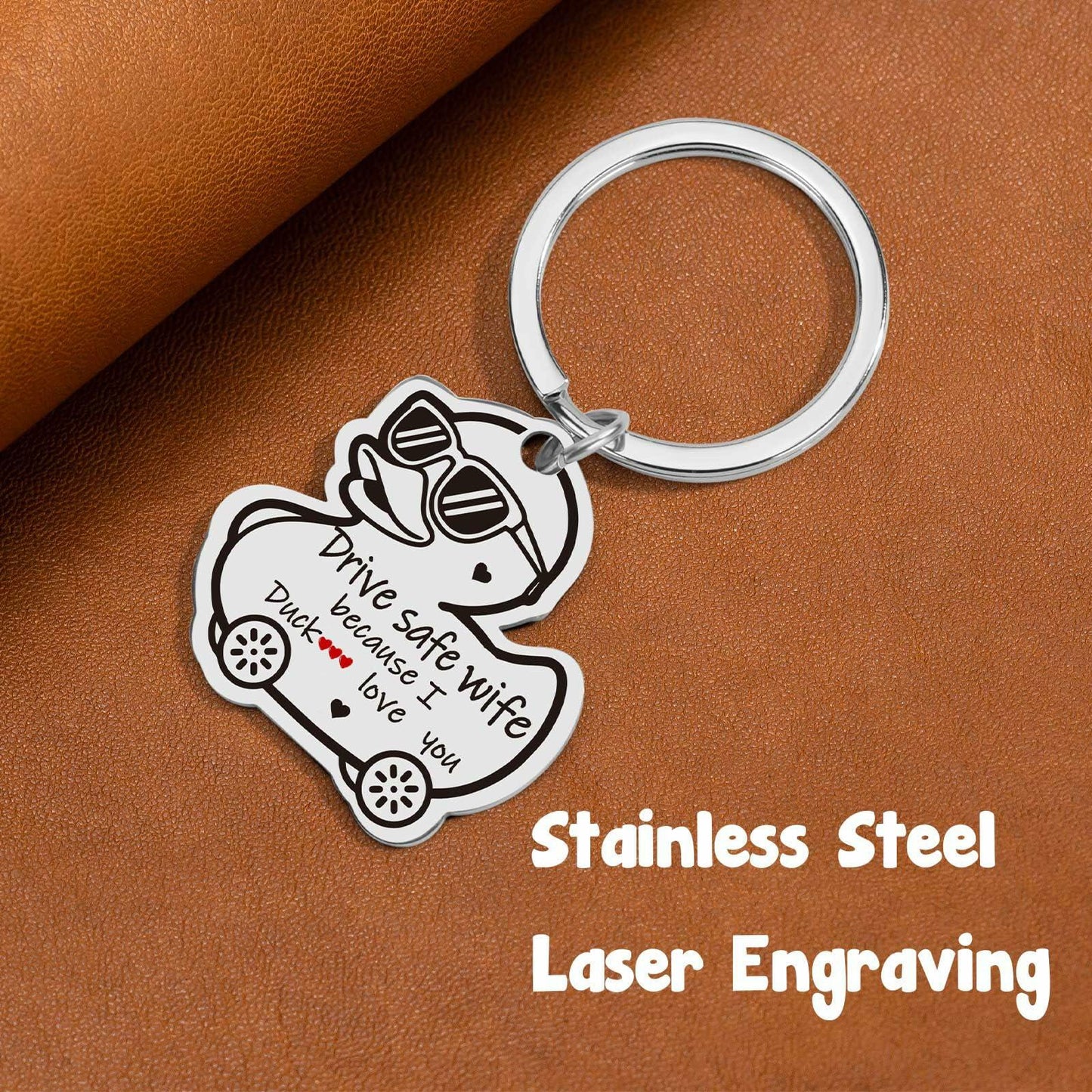 XgiftCreat Valentines Keychain Gifts for Wife - Drive Safe Wife I Love You,