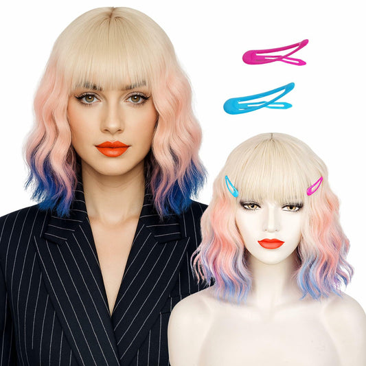 Wiggy Mermaid Black Bride Wig 17.7" Medium Long Straight Black with Bun