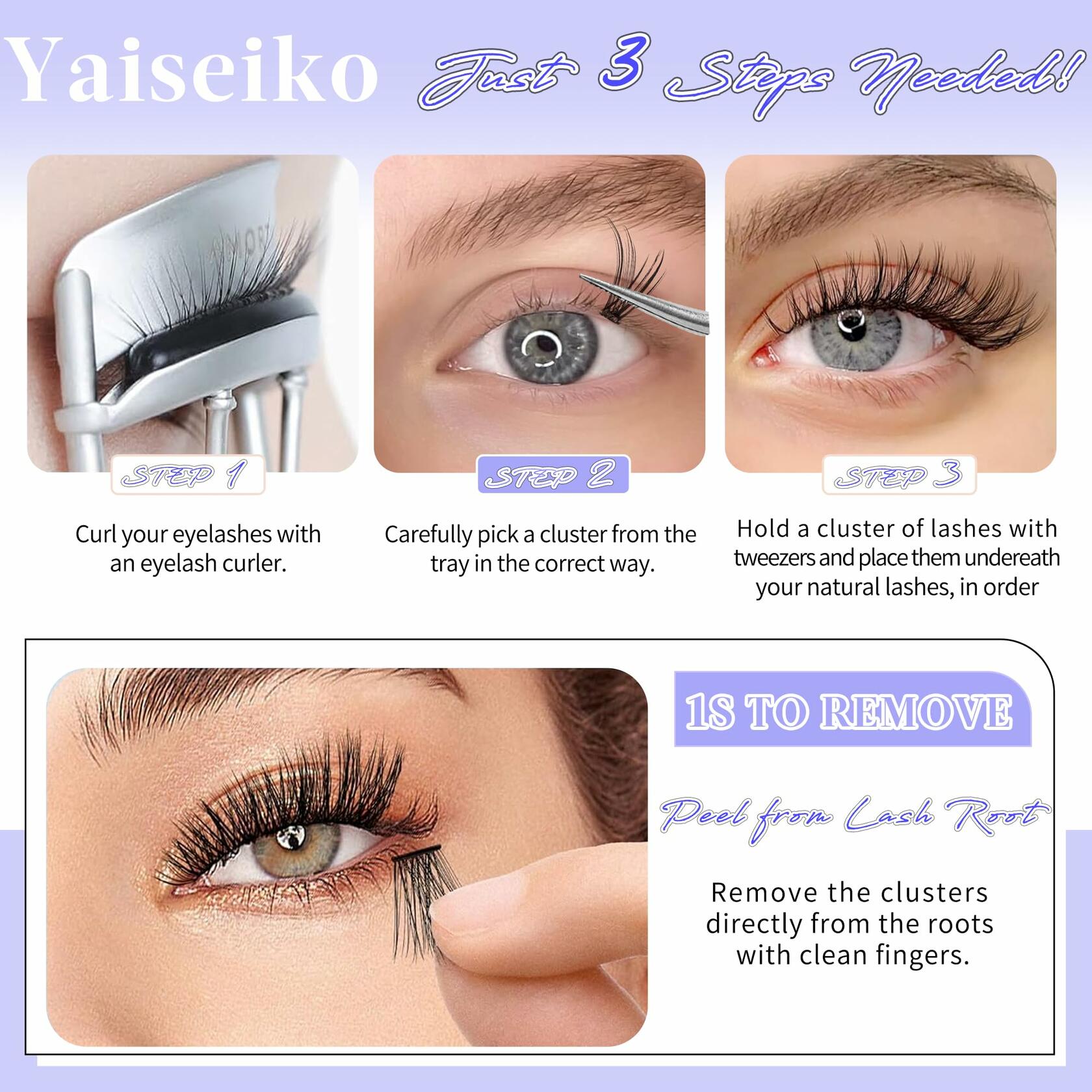 Yaiseiko Self Adhesive Lash Clusters Wispy C Curl 8-16MM 140Pcs