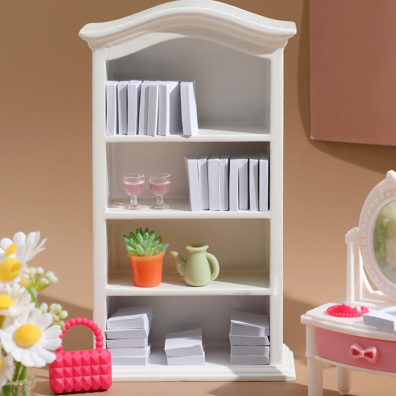 Unomor 50Pcs Miniature Blank Books Dollhouse 1:12 Scale White Paper Crafts