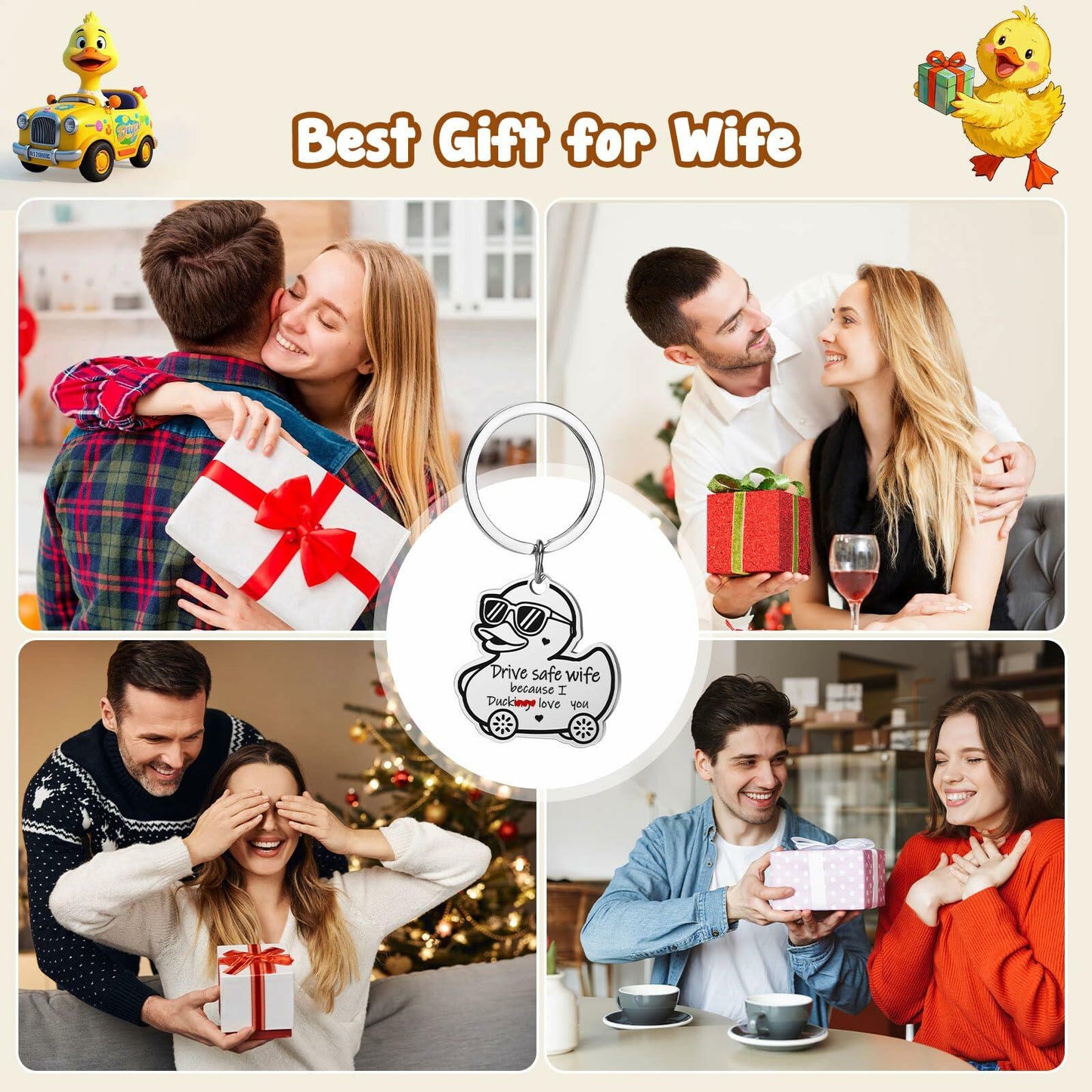 XgiftCreat Valentines Keychain Gifts for Wife - Drive Safe Wife I Love You,