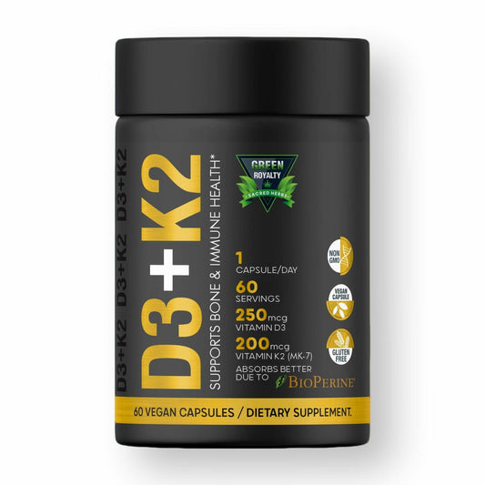 GREEN ROYALTY Vitamin D3 10000 IU + K2 200mcg Soft-Gels 60 White
