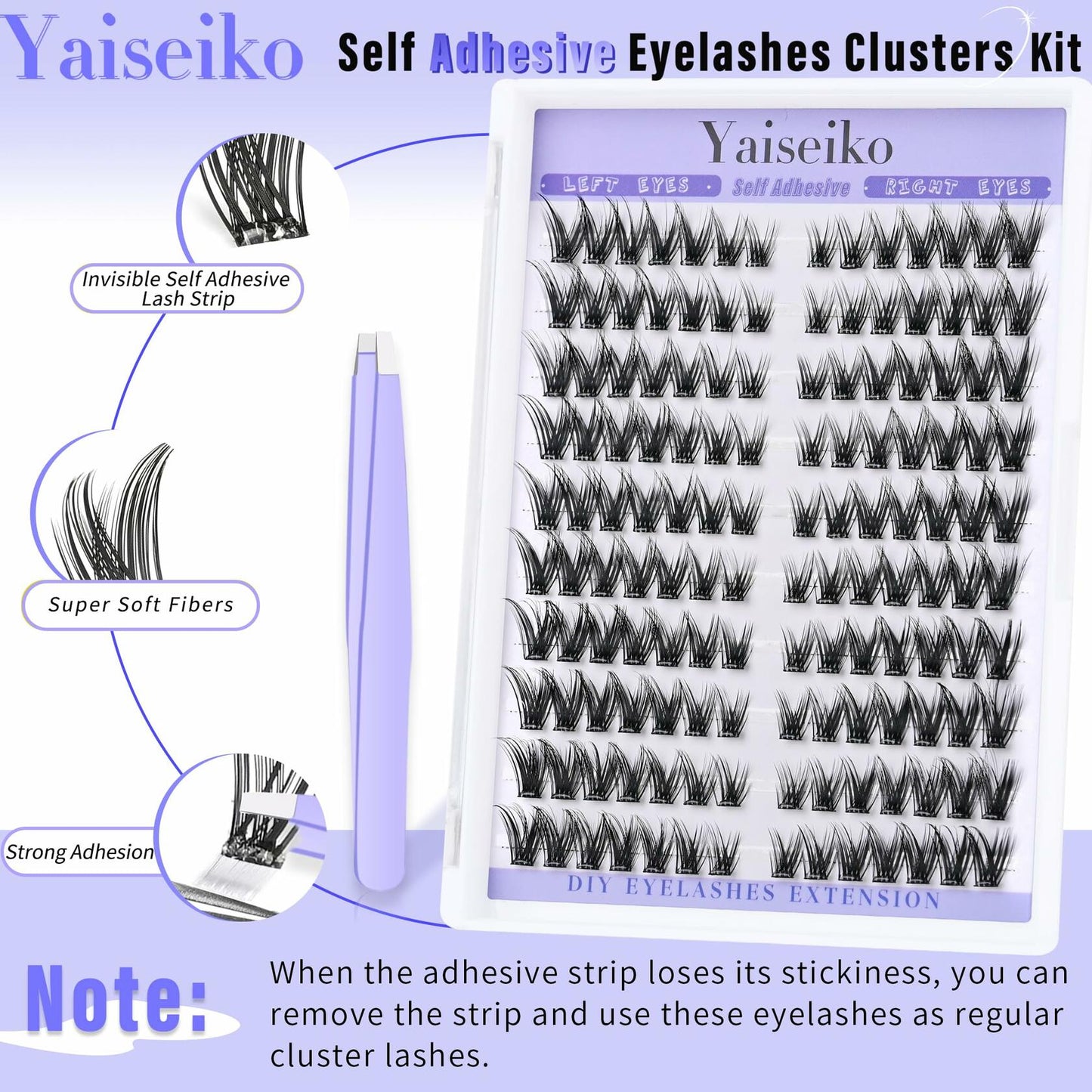 Yaiseiko Self Adhesive Lash Clusters Wispy C Curl 8-16MM 140Pcs