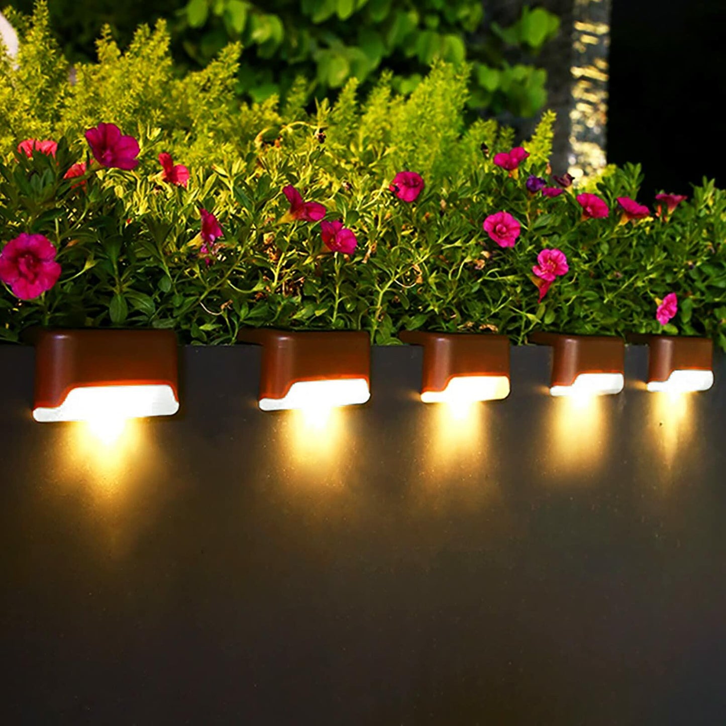 Phereu Solar Deck Lights 16 Pack LED Waterproof Outdoor Warm White Brown