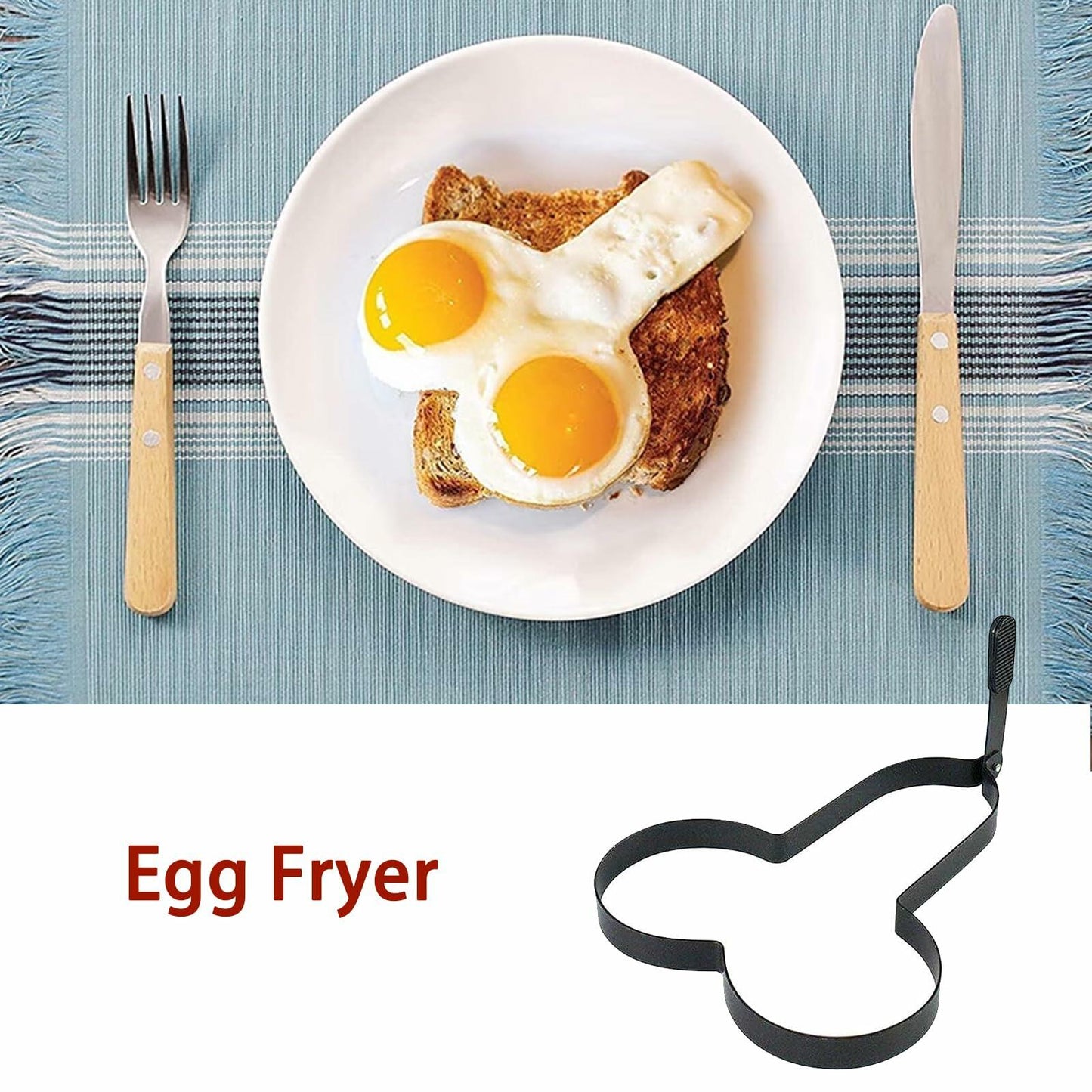 EVKILKJS Funny Egg Fryer Stainless Steel Non-Stick Mold Black Handle