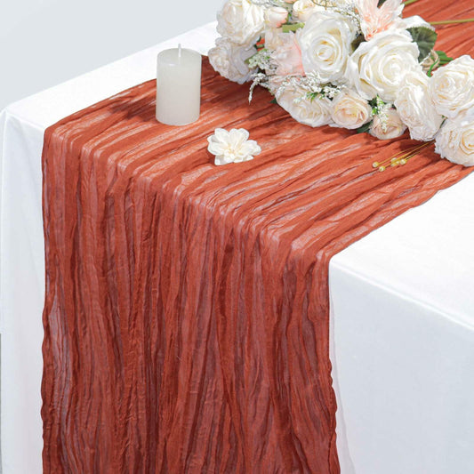 ZAGQIG Fall Table Runner Cheesecloth 10FT Boho Rustic Farmhouse Terracotta 1Pack