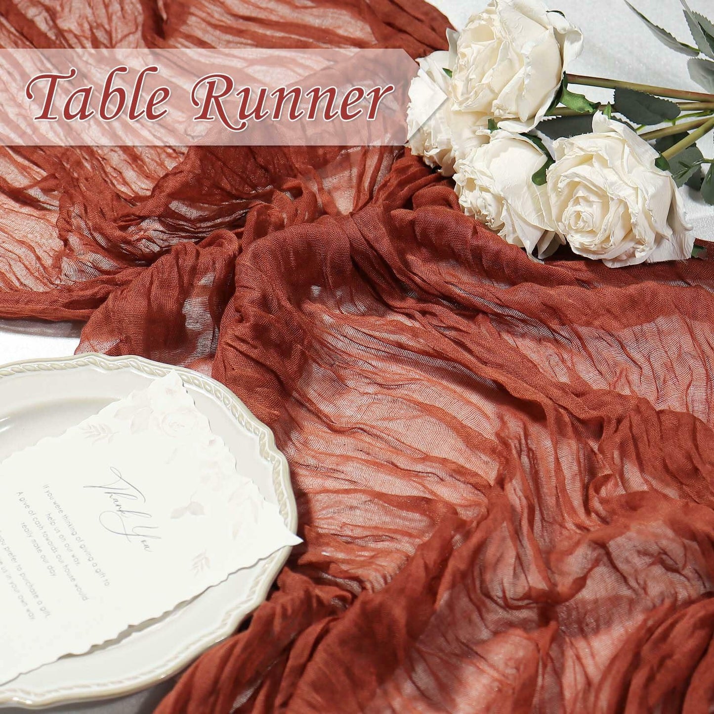 ZAGQIG Fall Table Runner Cheesecloth 10FT Boho Rustic Farmhouse Terracotta 1Pack