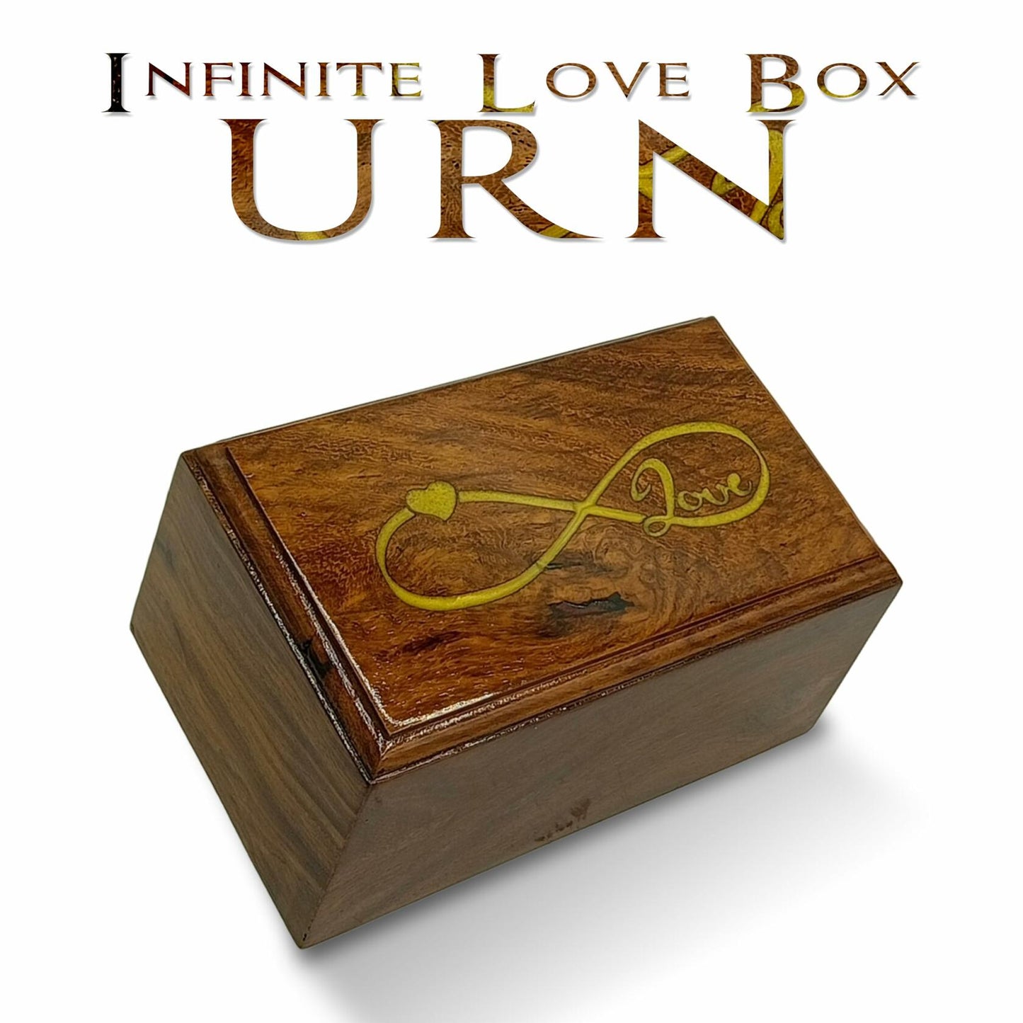 AYZCORP Wooden Urn Infinity Love Design Rosewood Pet Cremation Box