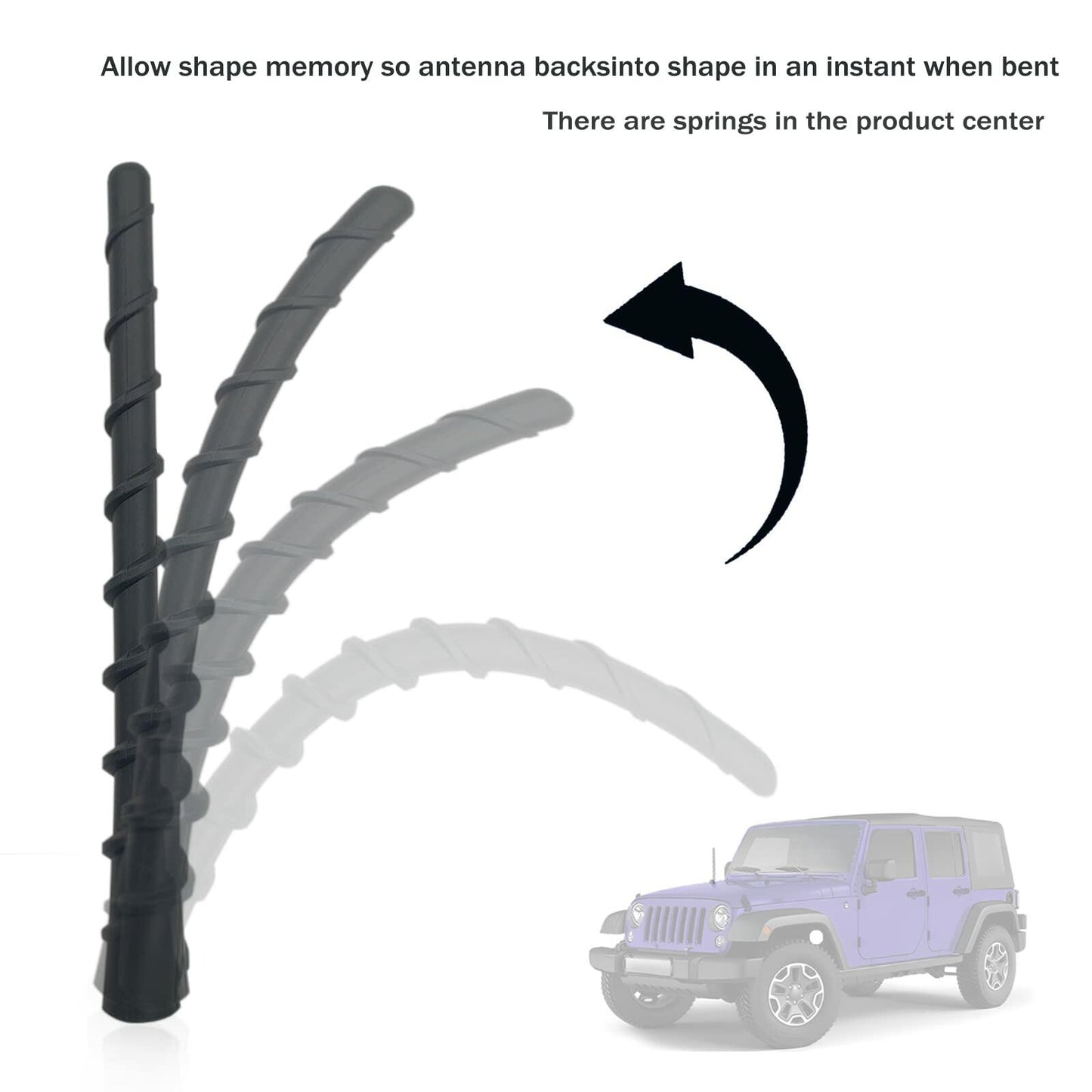 Universal 7" Car Radio Rubber Antenna AM/FM Roof or Side Mount with 9 Screws