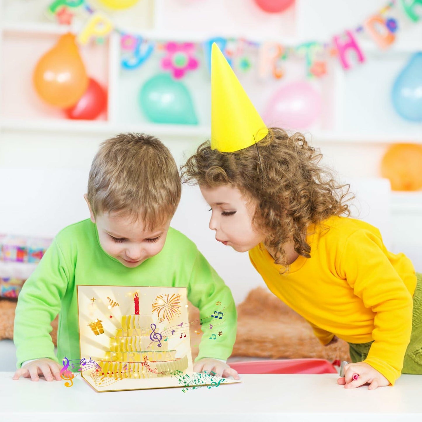 CANREVEL Birthday Card with LED Light & Music Fireworks Pop-Up Candle Gift