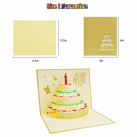 CANREVEL Birthday Card with LED Light & Music Fireworks Pop-Up Candle Gift