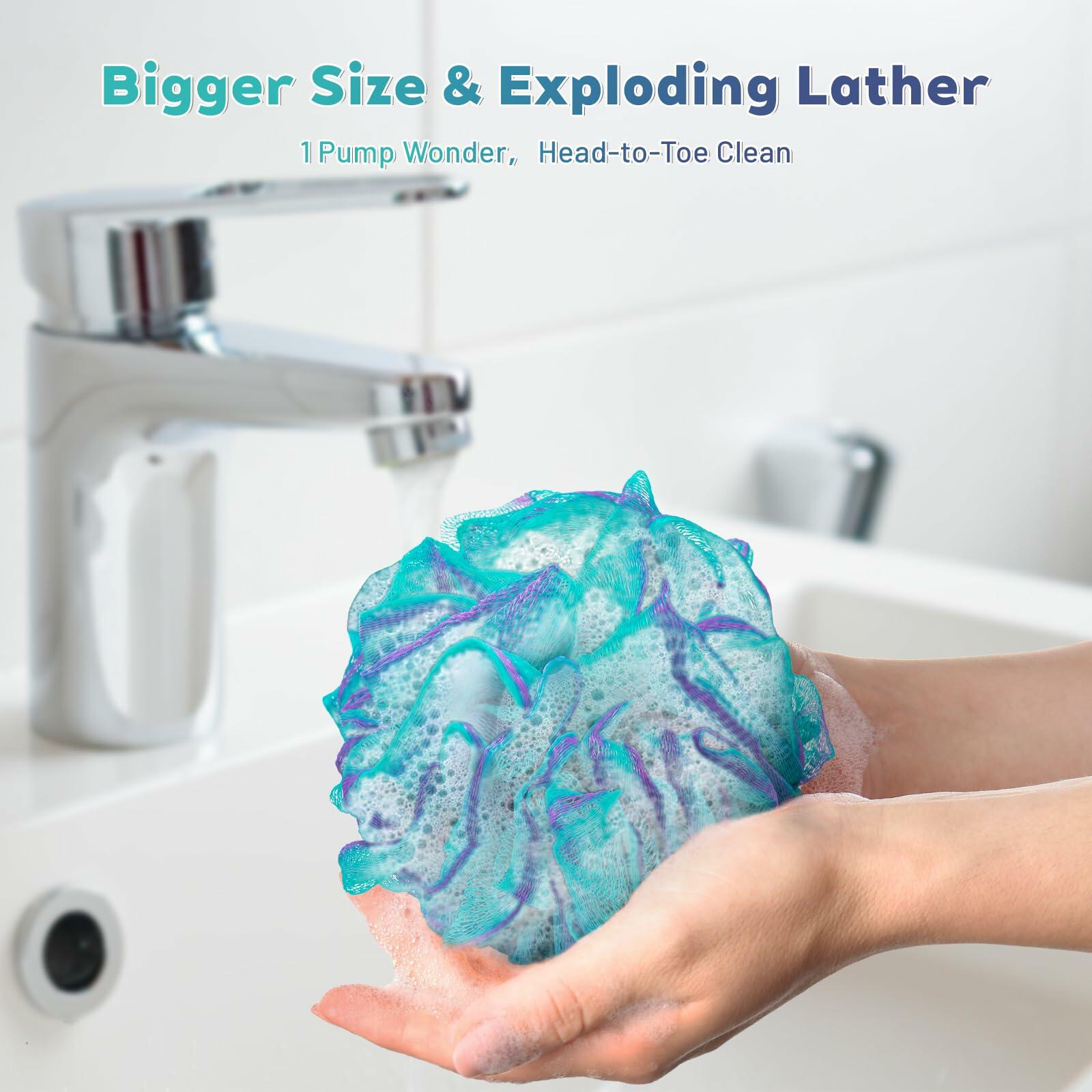 Bouleawel Shower Loofah 4 Pack 2.65oz Exfoliating Bath Sponge for Men & Women