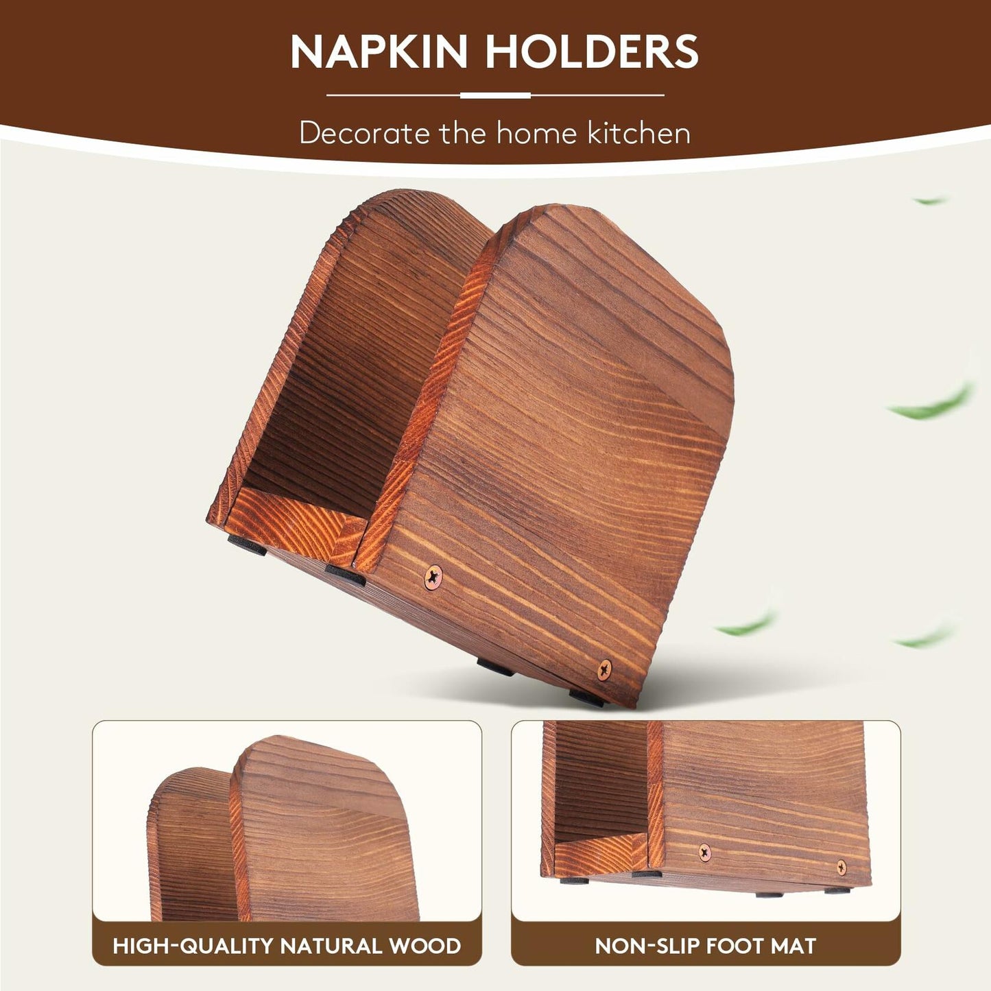 DEBETOOL Upright Wooden Napkin Holder Natural Rustic Tabletop Kitchen Decor