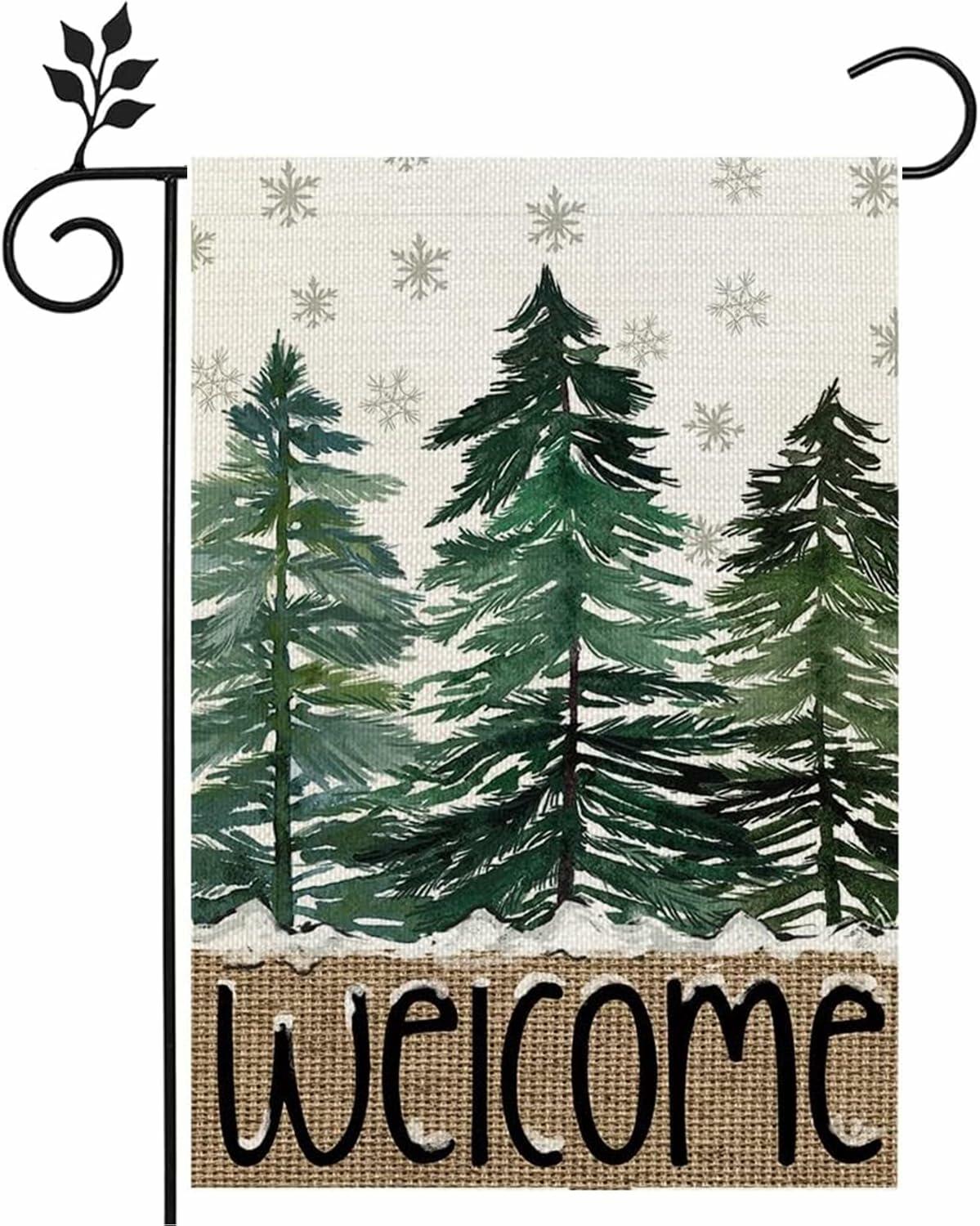 Merry Christmas Garden Flag 12x18" Double-Sided Xmas Winter Outdoor Decor