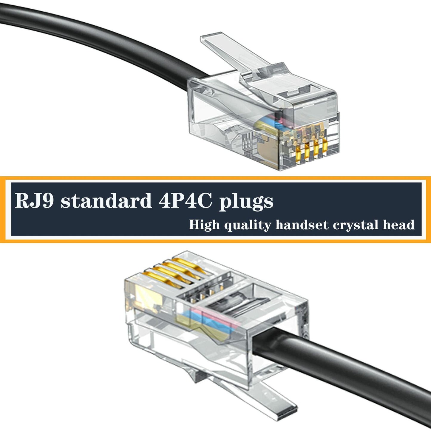 Ubramac RJ9 4P4C Telephone Handset Cord Coiled Wire 20 Pack 8ft/1.4ft