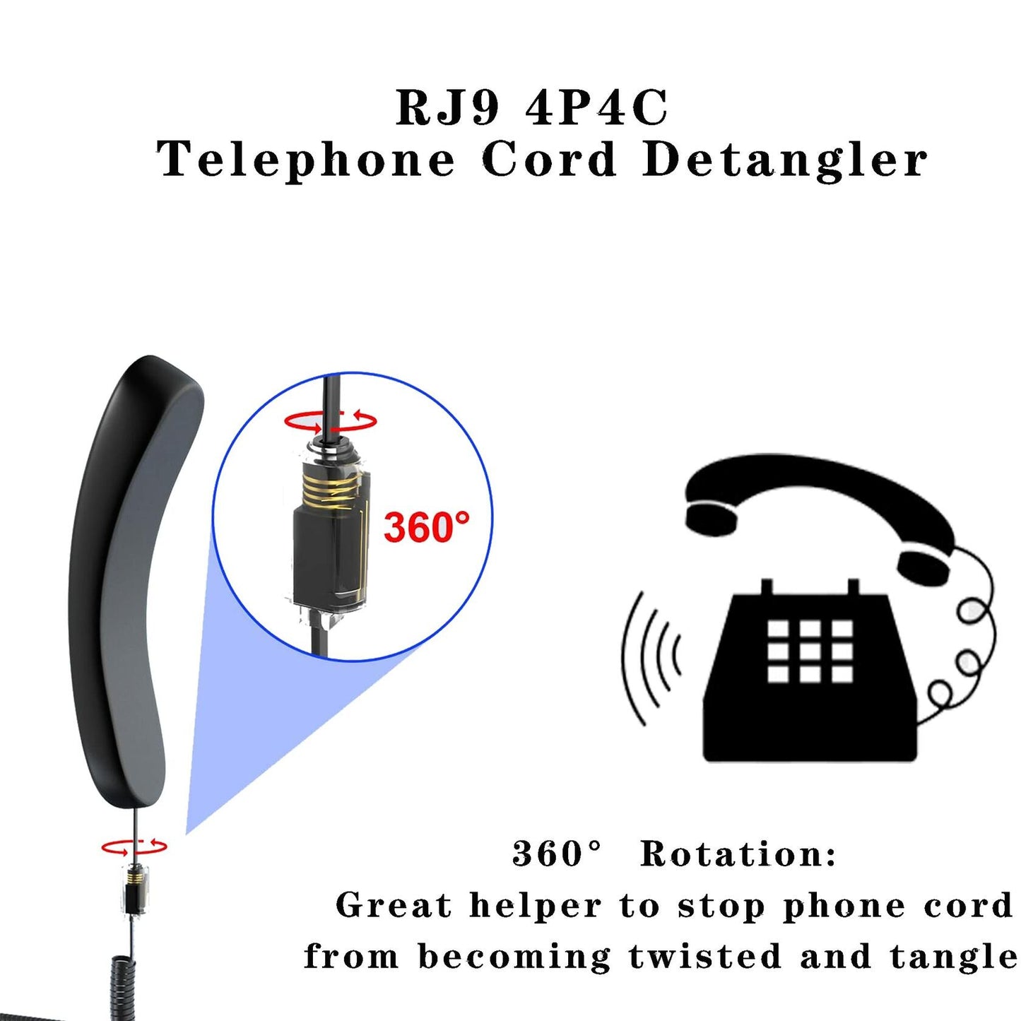 Ubramac RJ9 4P4C Telephone Handset Cord Coiled Wire 20 Pack 8ft/1.4ft