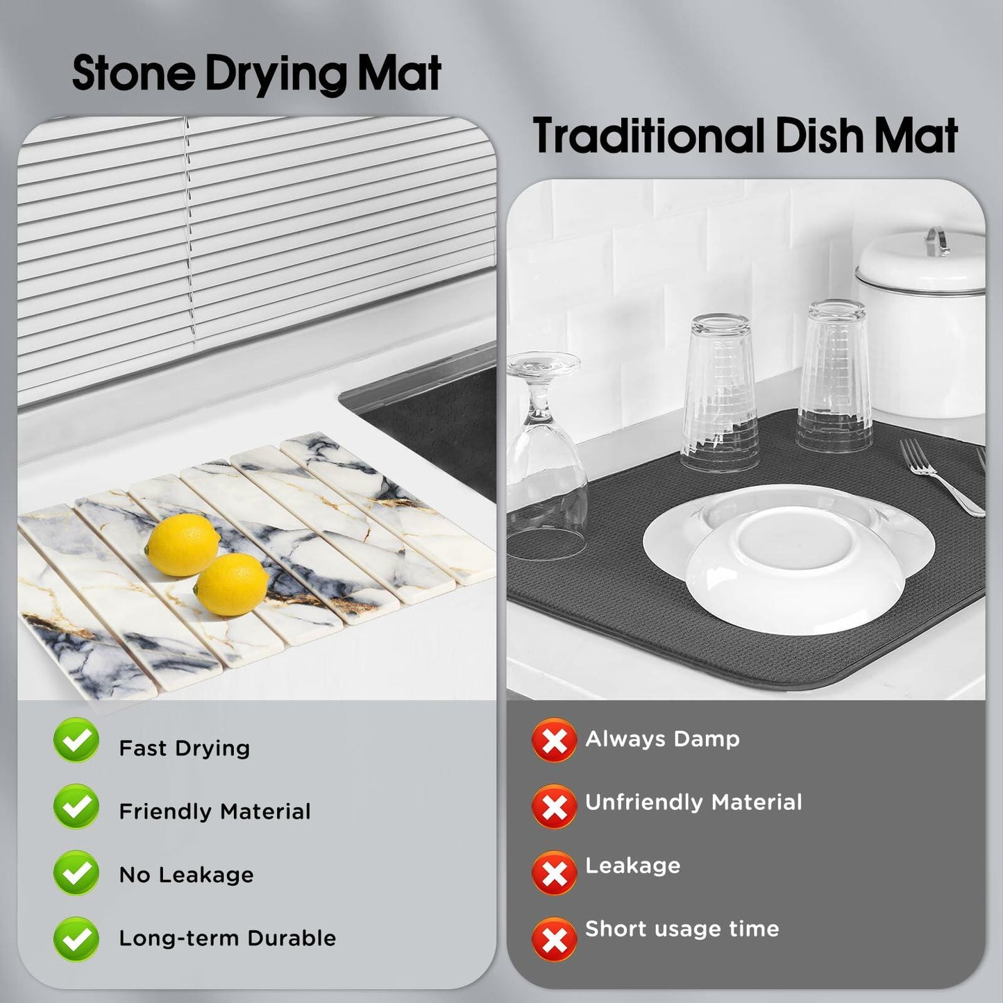 Sofort Stone Drying Mat 16x12" Black Gold Marble Quick-Dry Kitchen Counter