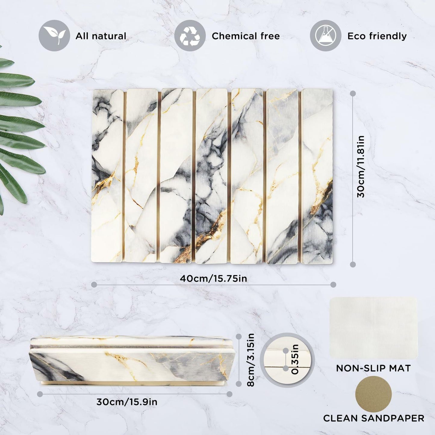 Sofort Stone Drying Mat 16x12" Black Gold Marble Quick-Dry Kitchen Counter