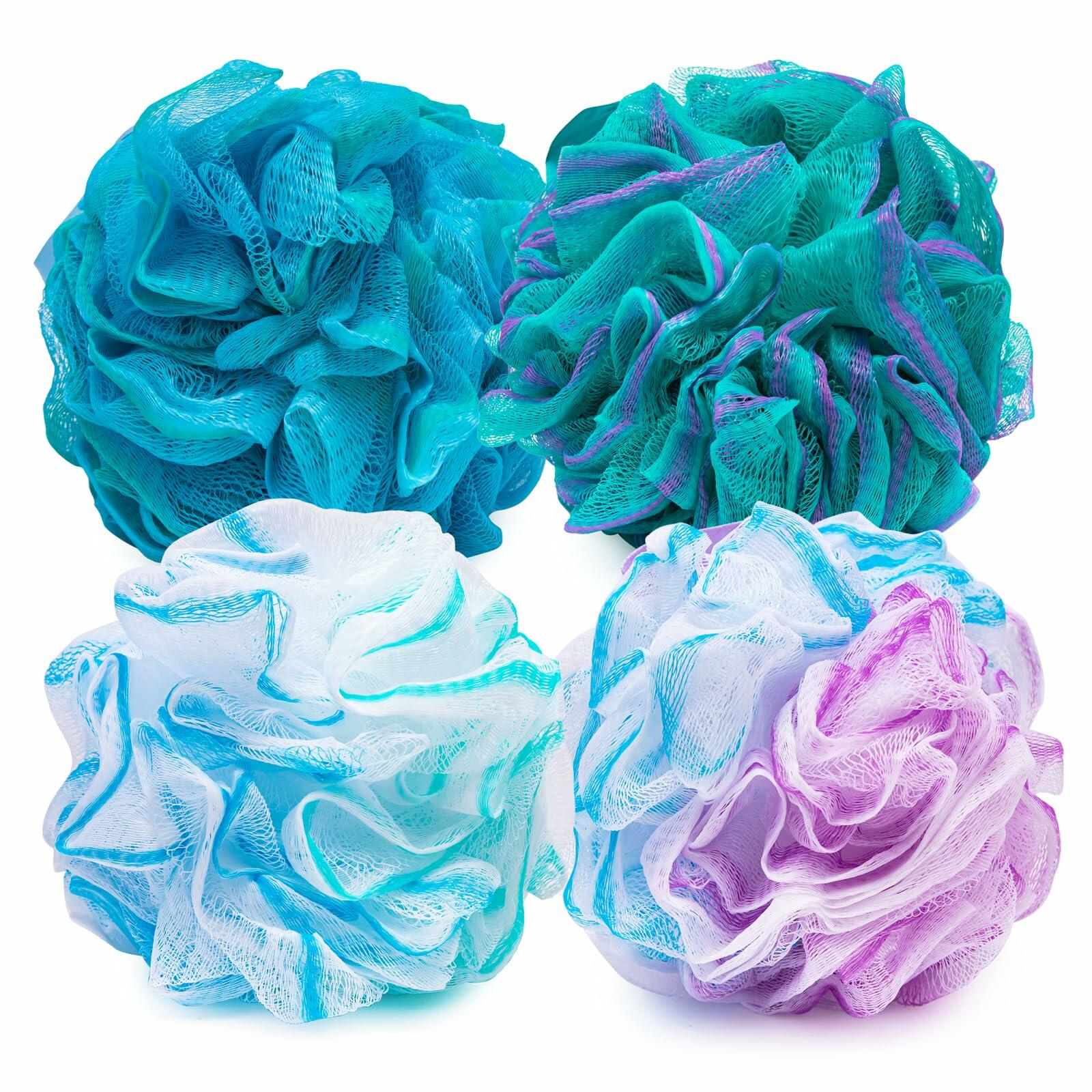 Bouleawel Shower Loofah 4 Pack 2.65oz Exfoliating Bath Sponge for Men & Women