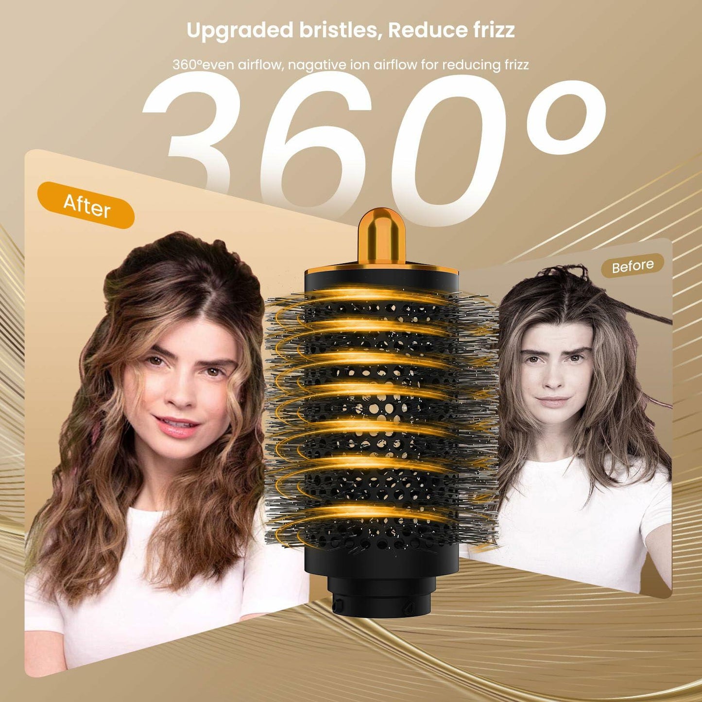 AIRUISH Large Round Volumizing Brush for Dyson Airwrap Accessories Gold