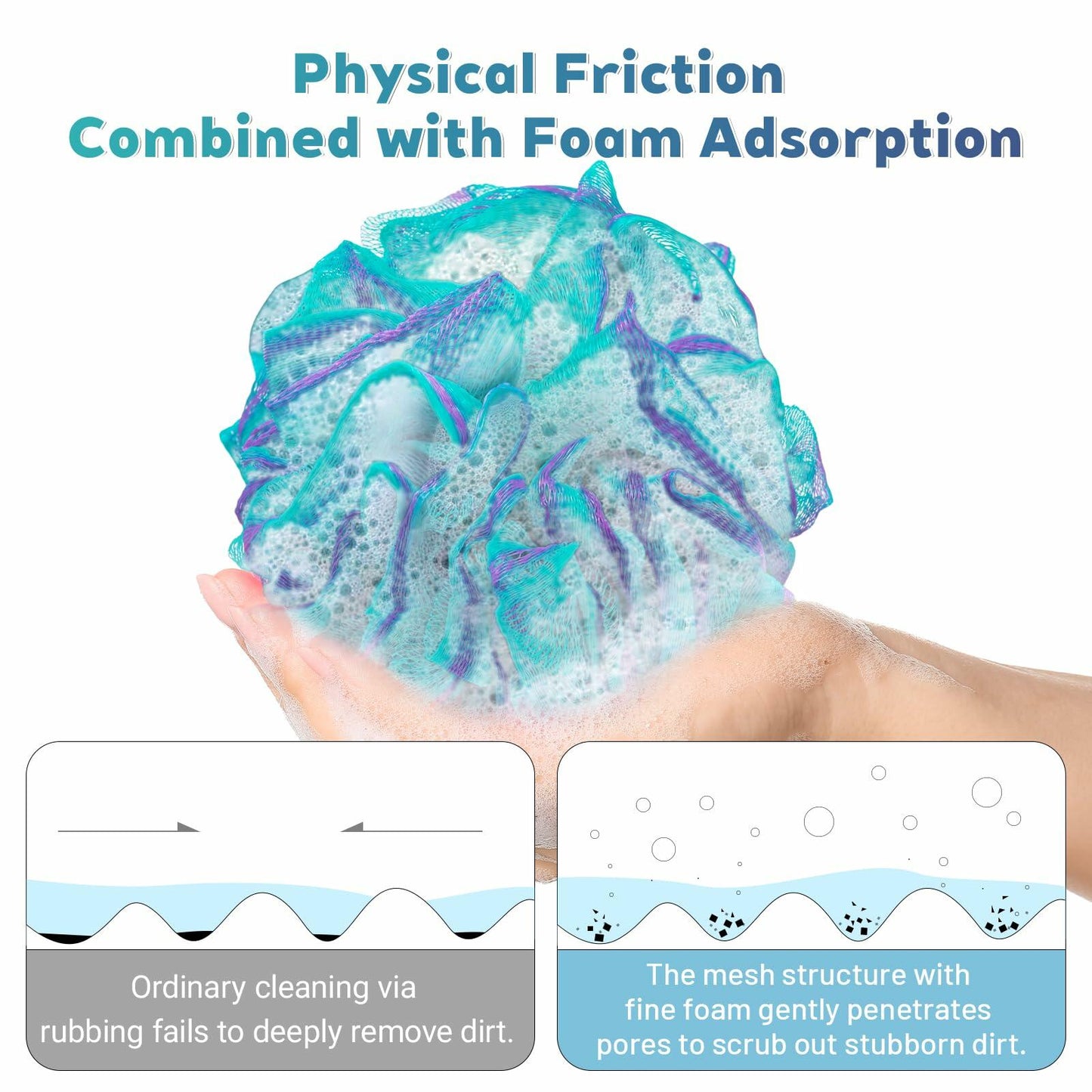 Bouleawel Shower Loofah 4 Pack 2.65oz Exfoliating Bath Sponge for Men & Women