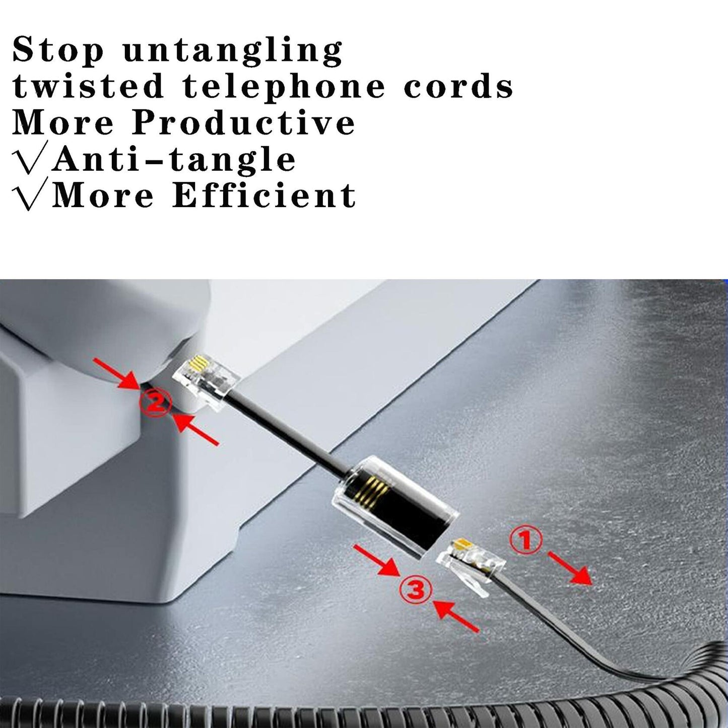 Ubramac RJ9 4P4C Telephone Handset Cord Coiled Wire 20 Pack 8ft/1.4ft