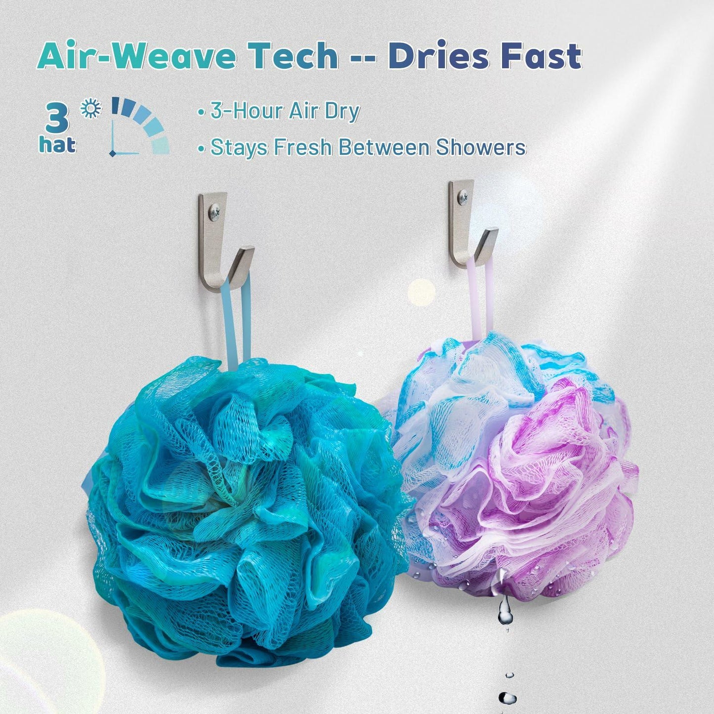 Bouleawel Shower Loofah 4 Pack 2.65oz Exfoliating Bath Sponge for Men & Women