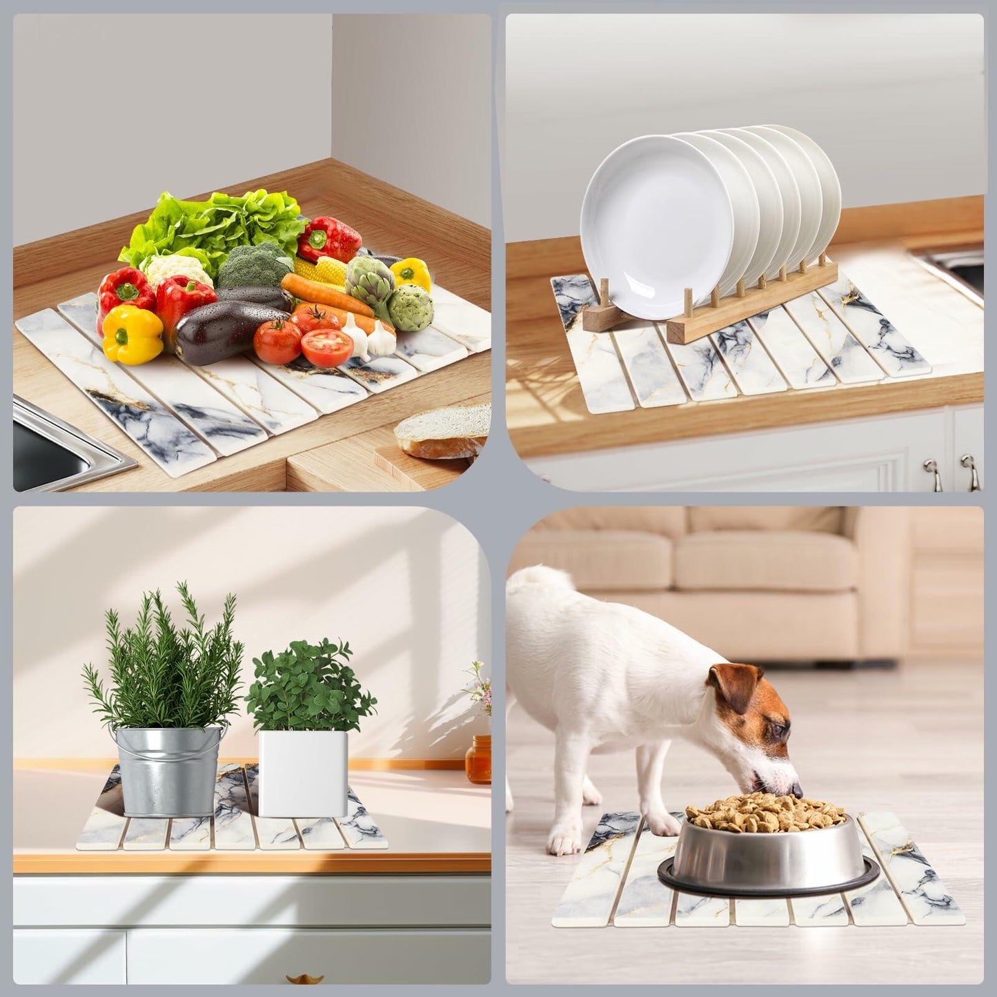 Sofort Stone Drying Mat 16x12" Black Gold Marble Quick-Dry Kitchen Counter