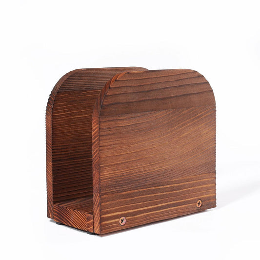 DEBETOOL Upright Wooden Napkin Holder Natural Rustic Tabletop Kitchen Decor