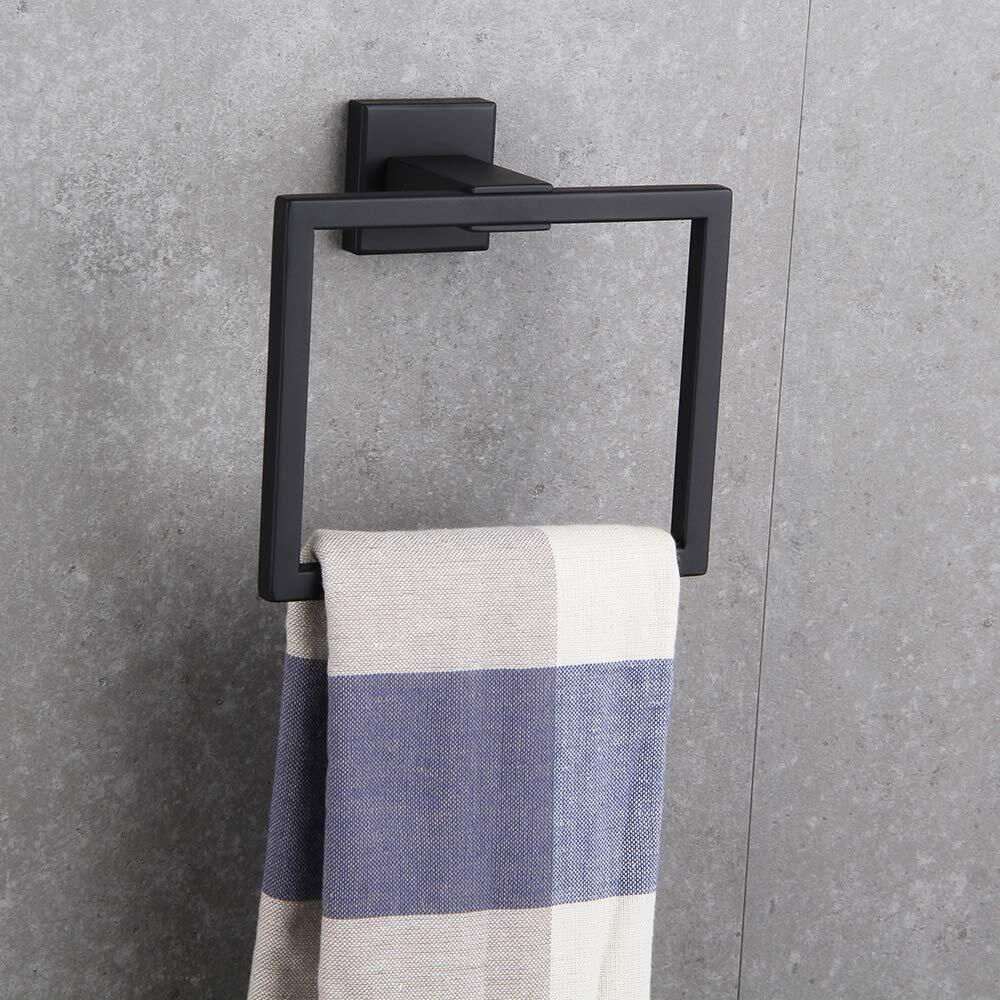 BEIGEEWY Stainless Steel Towel Ring – Wall Mount, Black, Heavy Duty