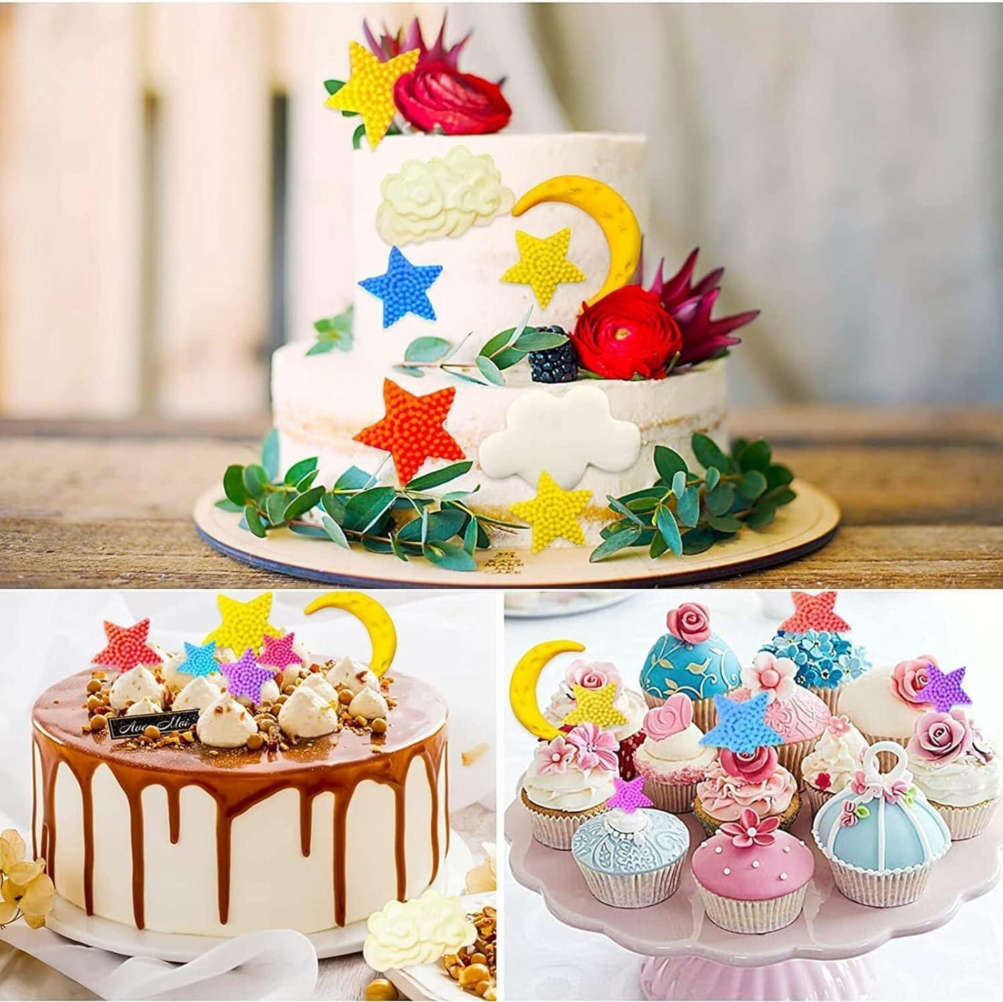 Star Moon Clouds Silicone Fondant Mold DIY Candy Chocolate Baking Pink