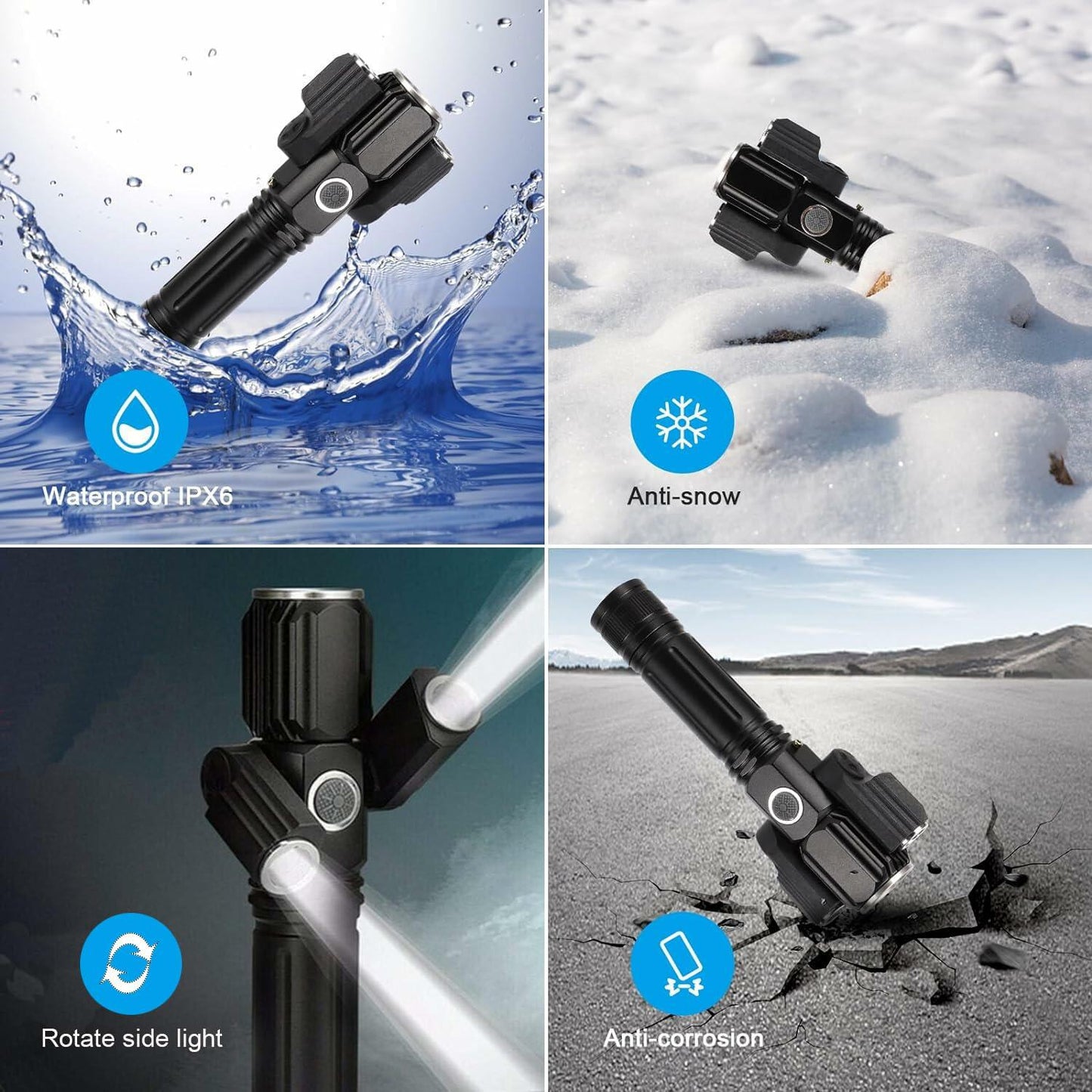 Funeedn Bike Light Set 5000LM – Front & Rear, USB, Waterproof, Black