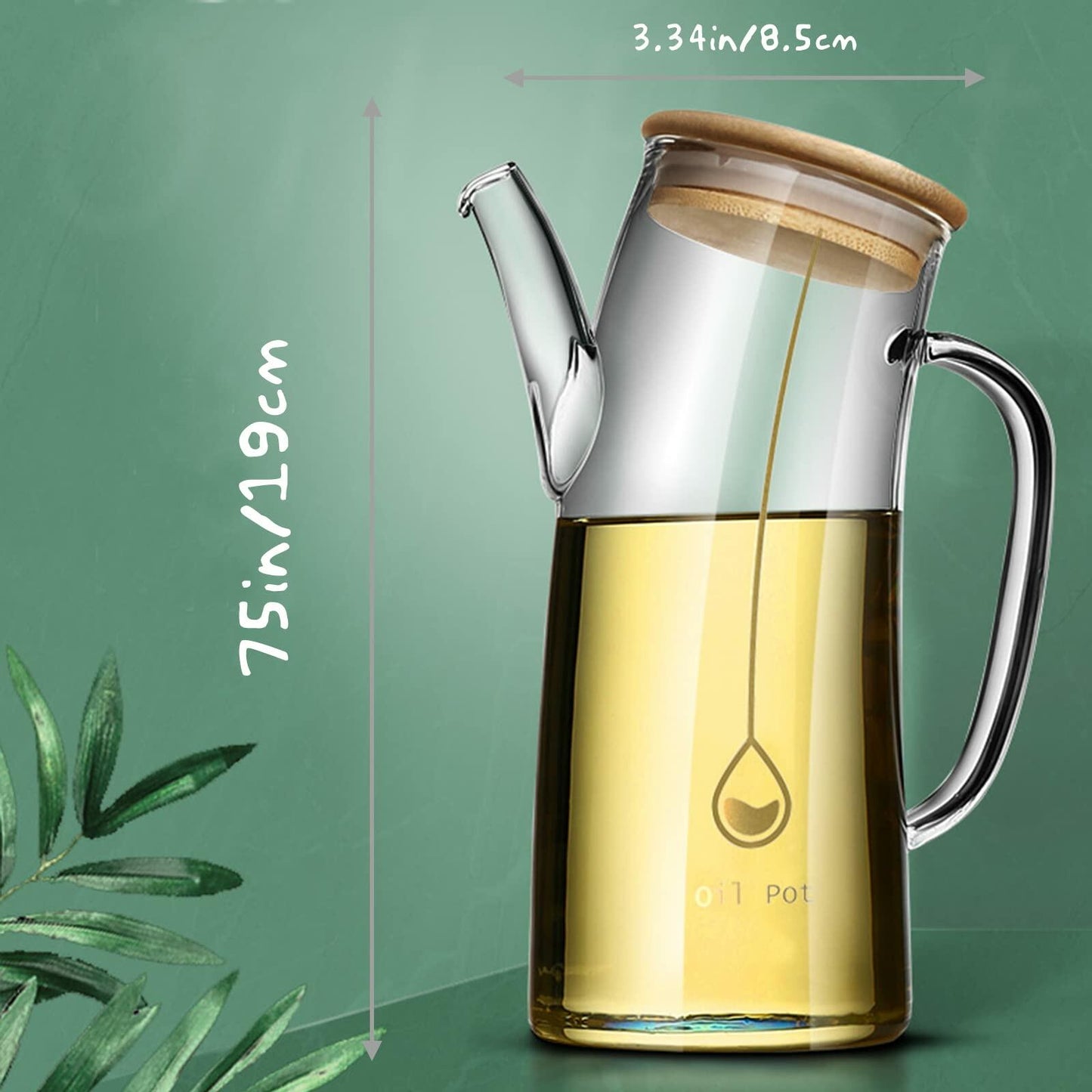 TOPIUNS Olive Oil Dispenser – Glass Pour Bottle with Bamboo Lid, 750ML