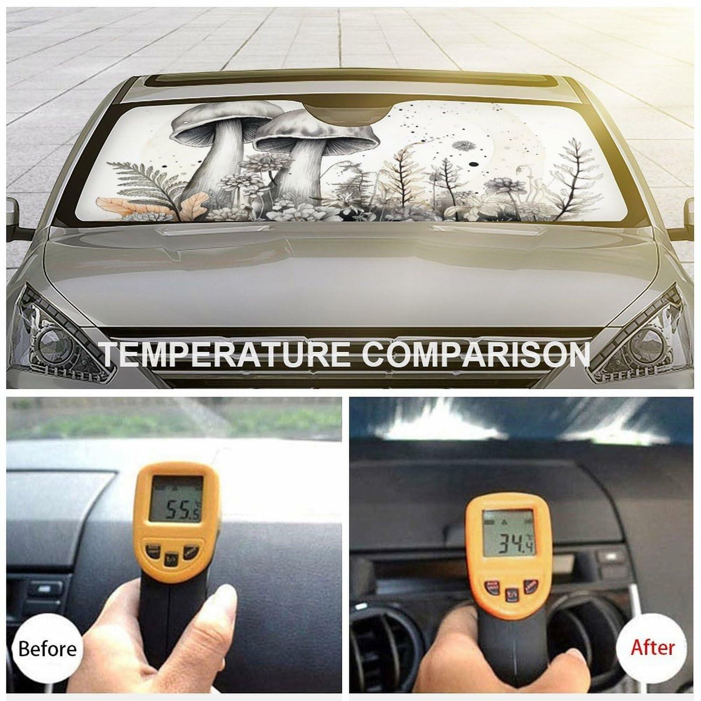 Butterfly Flower Car Windshield Sunshade UV Protector 55x30 Aesthetic