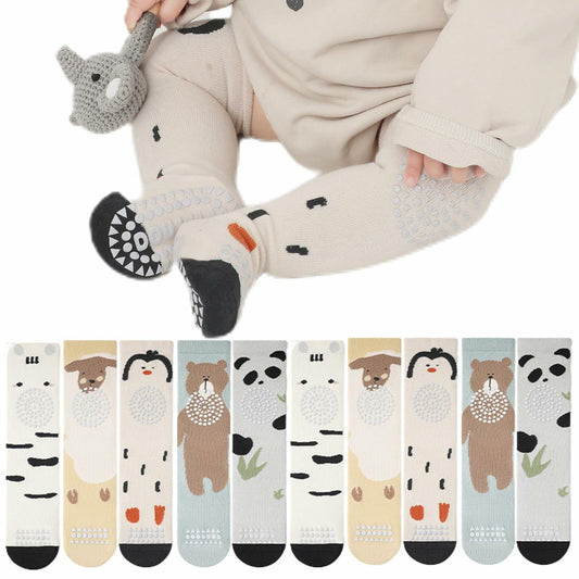 ISANPAN Baby Crawling Socks – Non-Slip Knee High, Animal Design, 1–3Y
