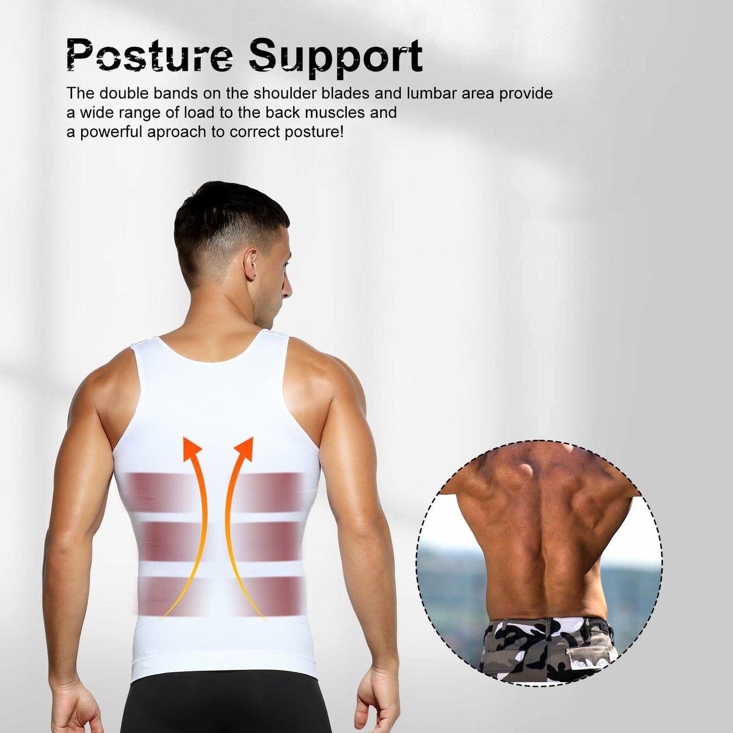 Casey Kevin Men’s Sleeveless Compression Shirt – White XL Body Shaper