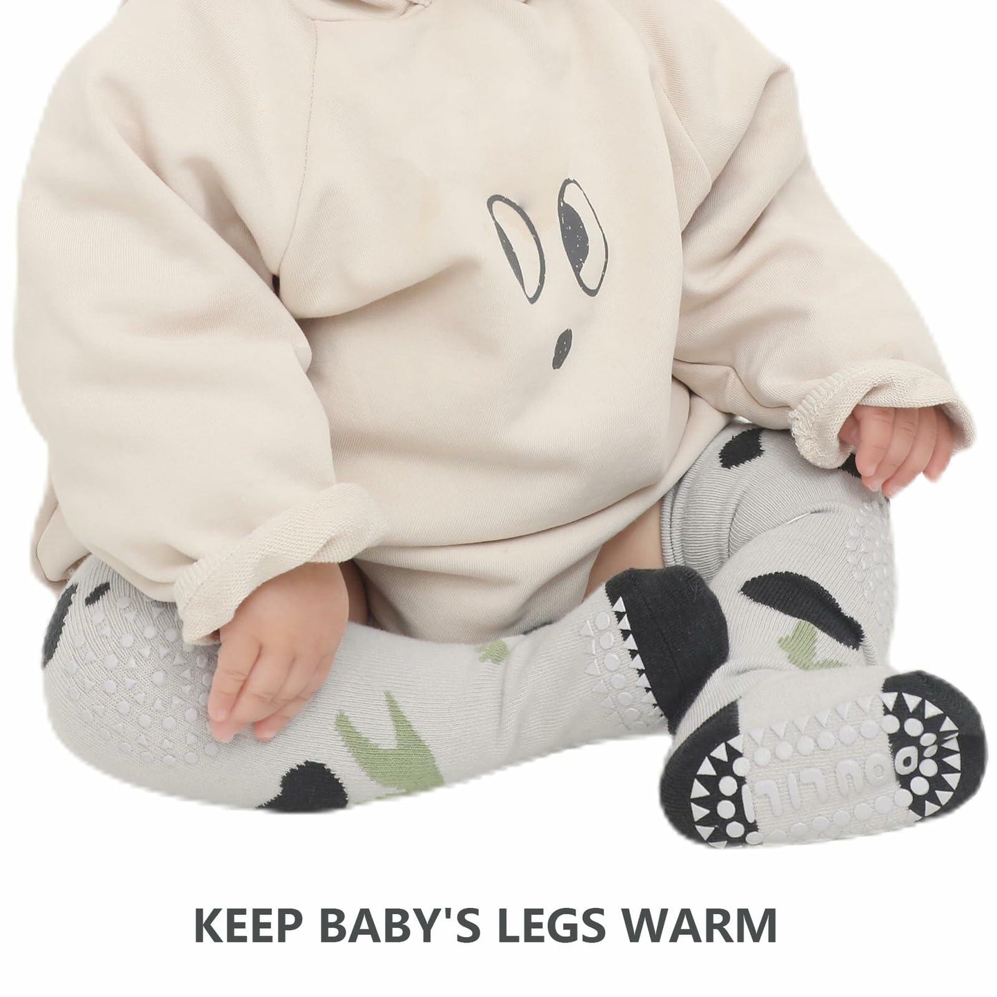 ISANPAN Baby Crawling Socks – Non-Slip Knee High, Animal Design, 1–3Y