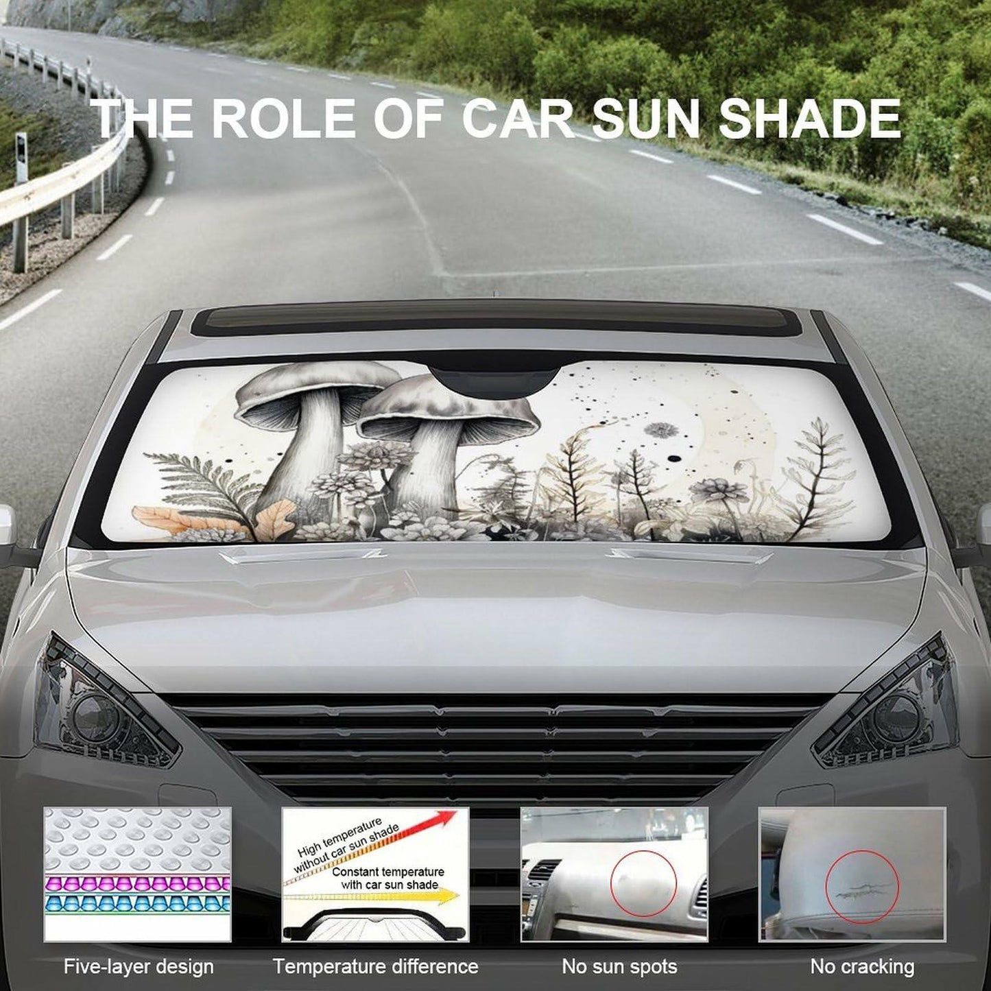 Butterfly Flower Car Windshield Sunshade UV Protector 55x30 Aesthetic