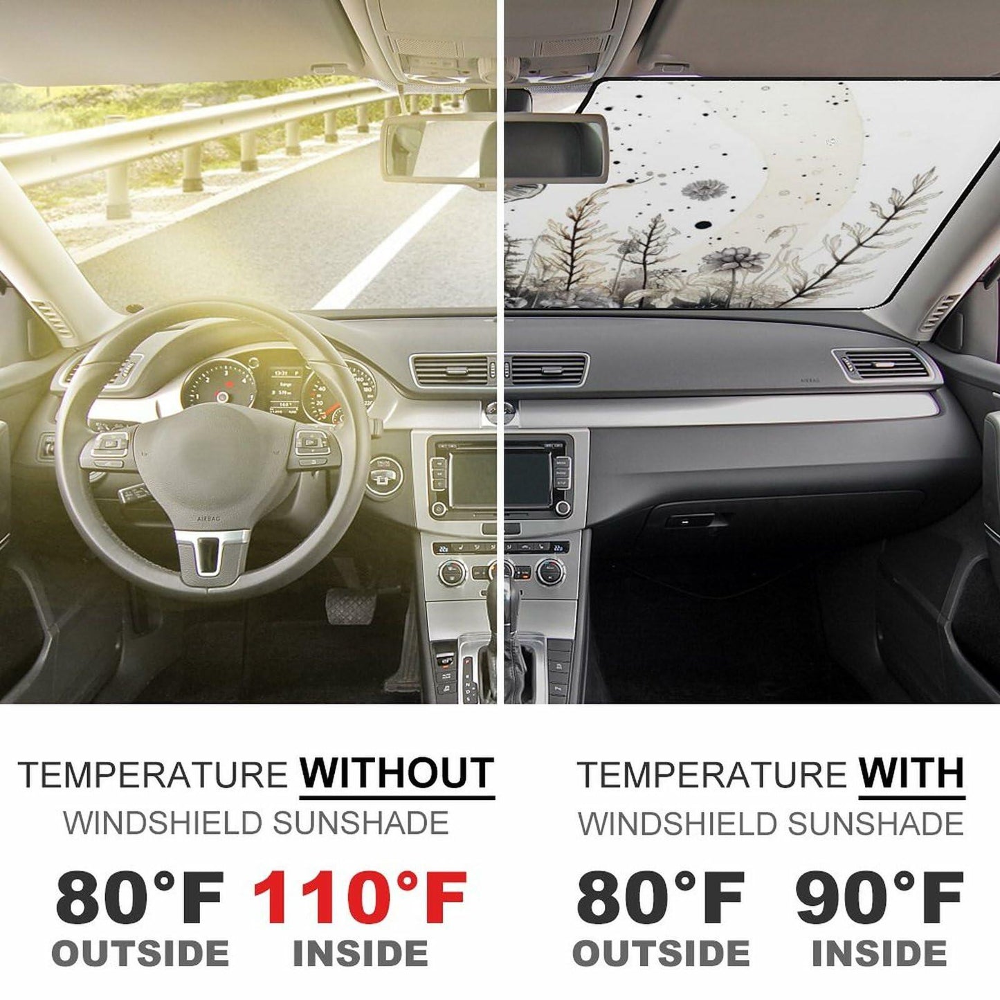 Butterfly Flower Car Windshield Sunshade UV Protector 55x30 Aesthetic