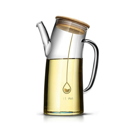 TOPIUNS Olive Oil Dispenser – Glass Pour Bottle with Bamboo Lid, 750ML