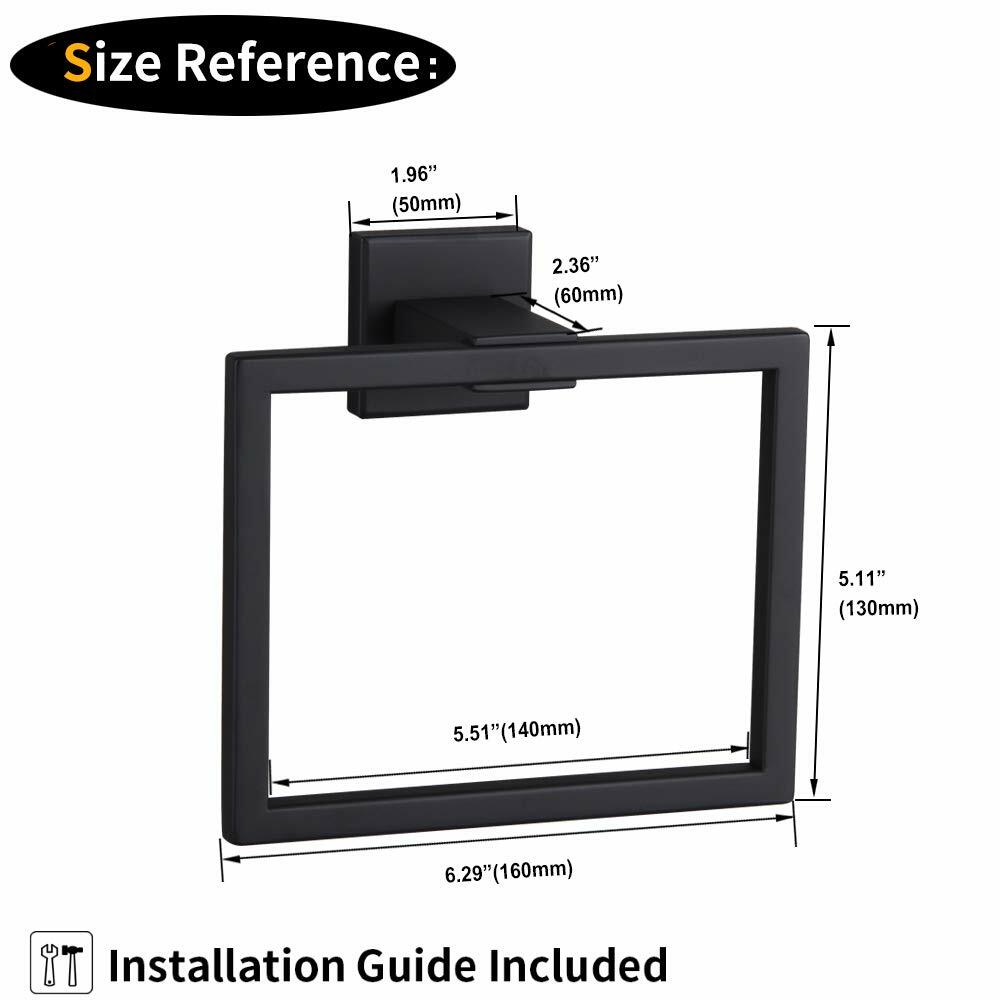 BEIGEEWY Stainless Steel Towel Ring – Wall Mount, Black, Heavy Duty