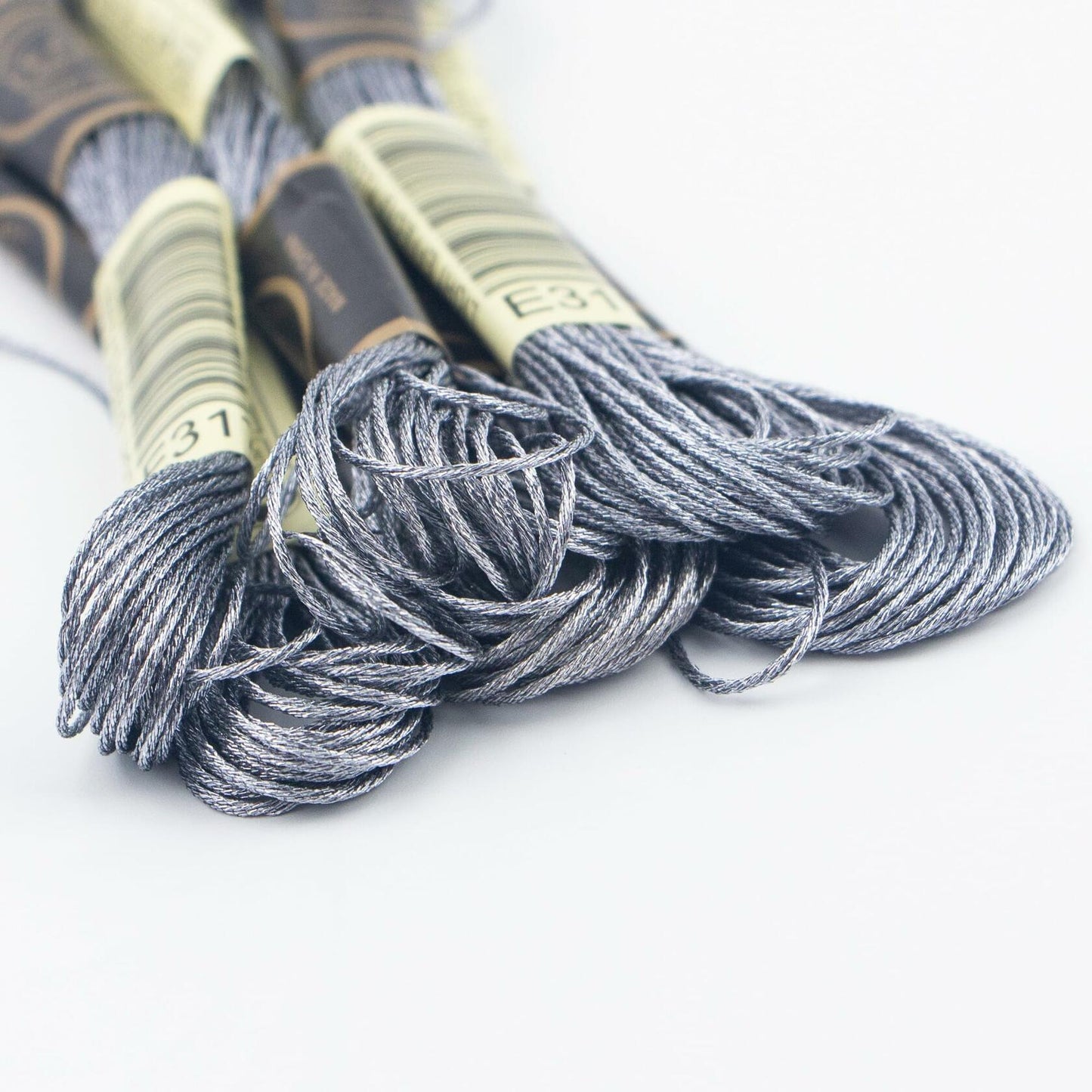 6 Skeins Metallic Grey Embroidery Thread Floss for Cross-Stitch Handcraft