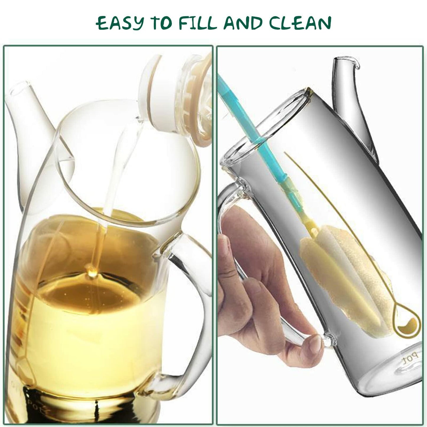 TOPIUNS Olive Oil Dispenser – Glass Pour Bottle with Bamboo Lid, 750ML