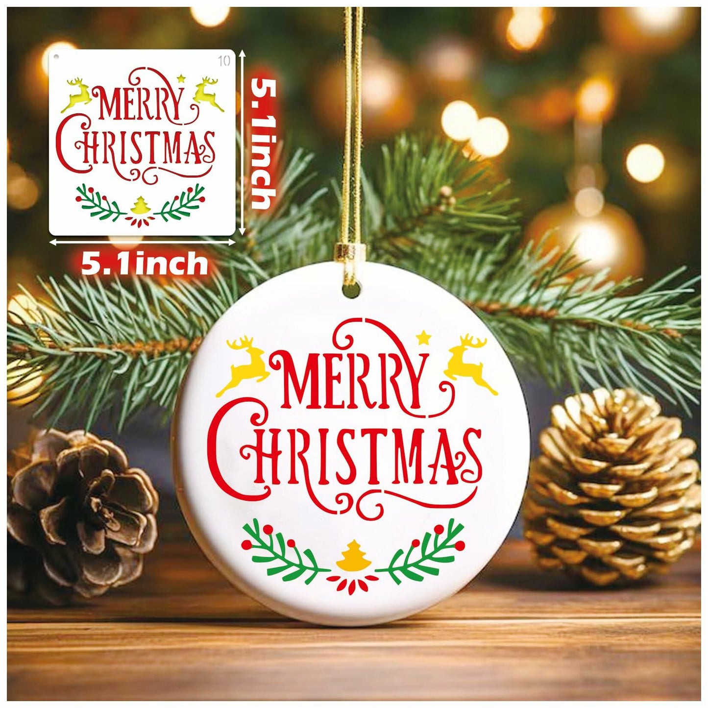 Christmas Craft Stencil Reusable Holiday Winter Painting Wood Glass