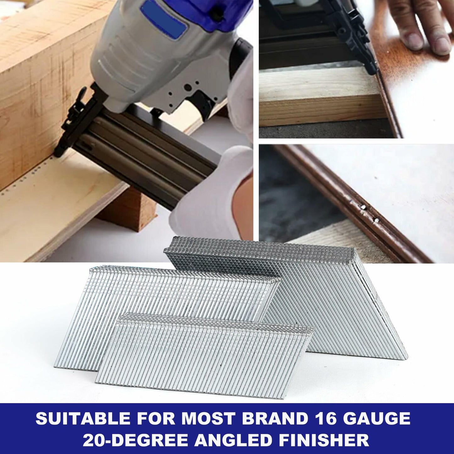 HW HAMWOO 16 Gauge Angled Finish Nails 20° Galvanized Assorted 900 Pack