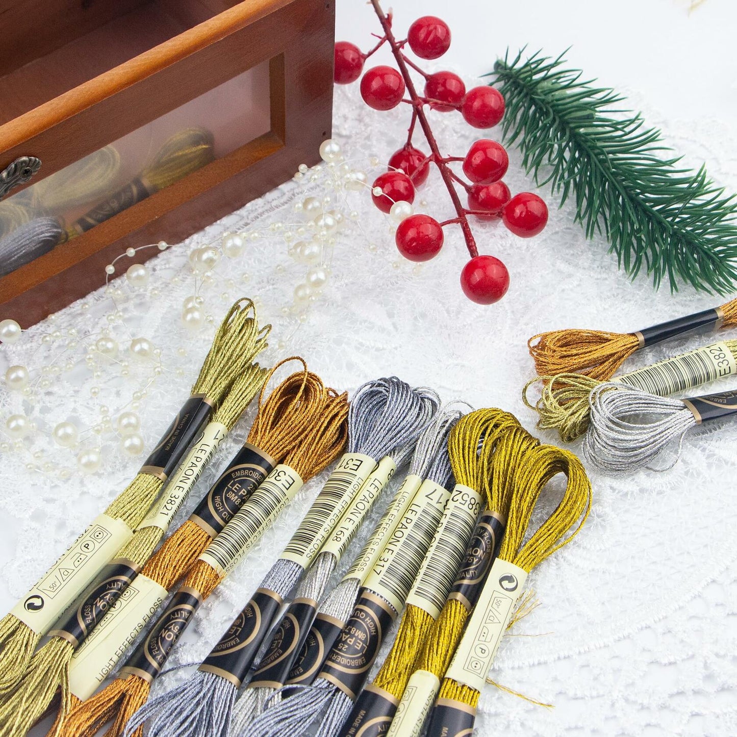 6 Skeins Metallic Grey Embroidery Thread Floss for Cross-Stitch Handcraft