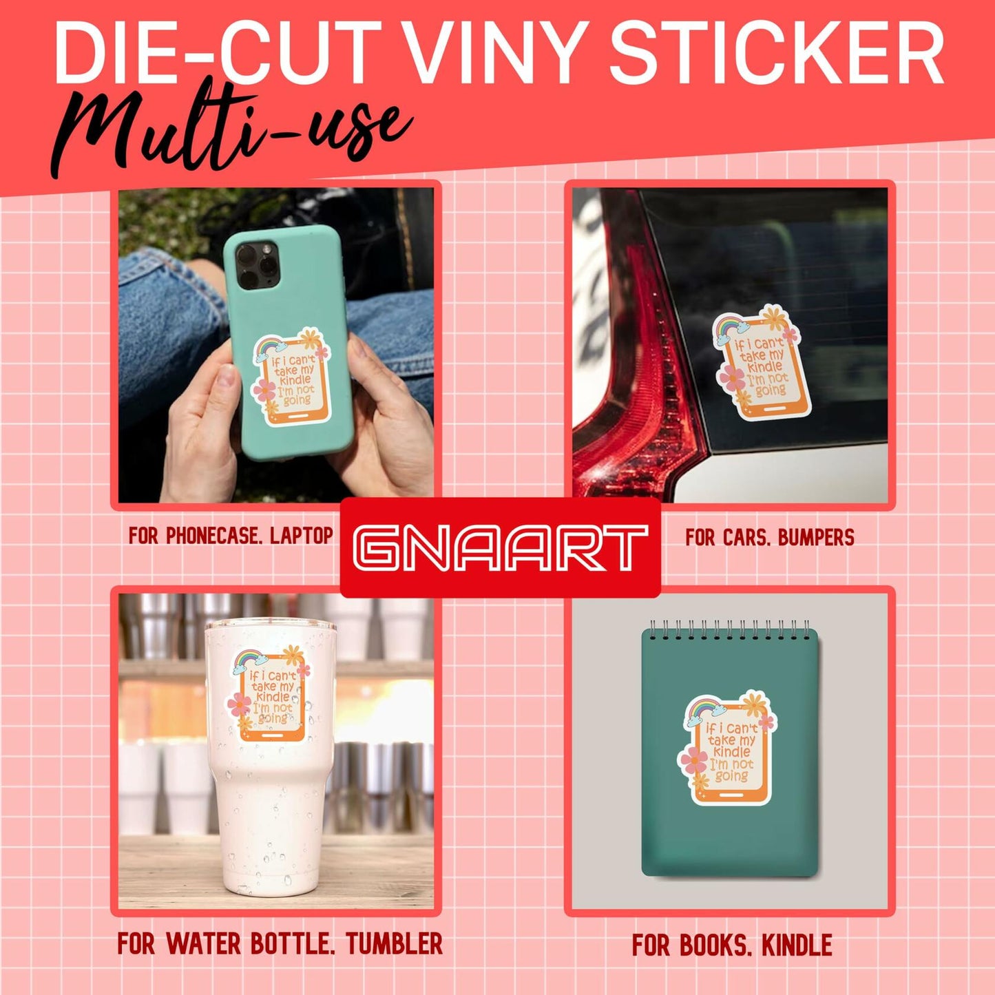 3Pcs If I Can’t Take My Kindle Stickers Bookish Reading Vinyl Decals 2in