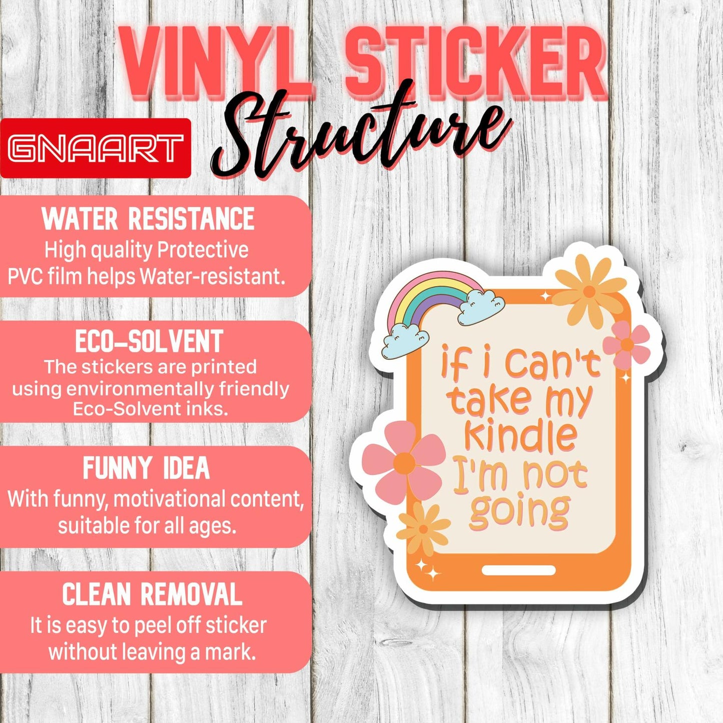 3Pcs If I Can’t Take My Kindle Stickers Bookish Reading Vinyl Decals 2in