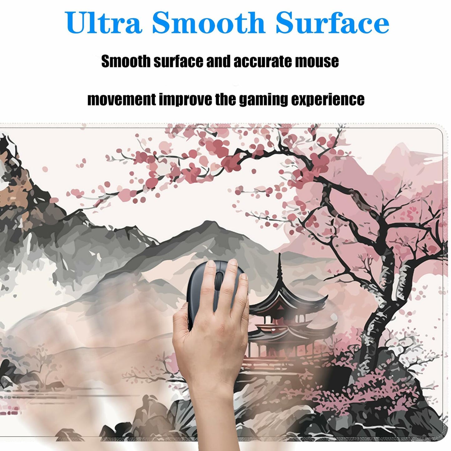 Topographic Gaming Mouse Pad Large Extended White Desk Mat 31.5x11.8